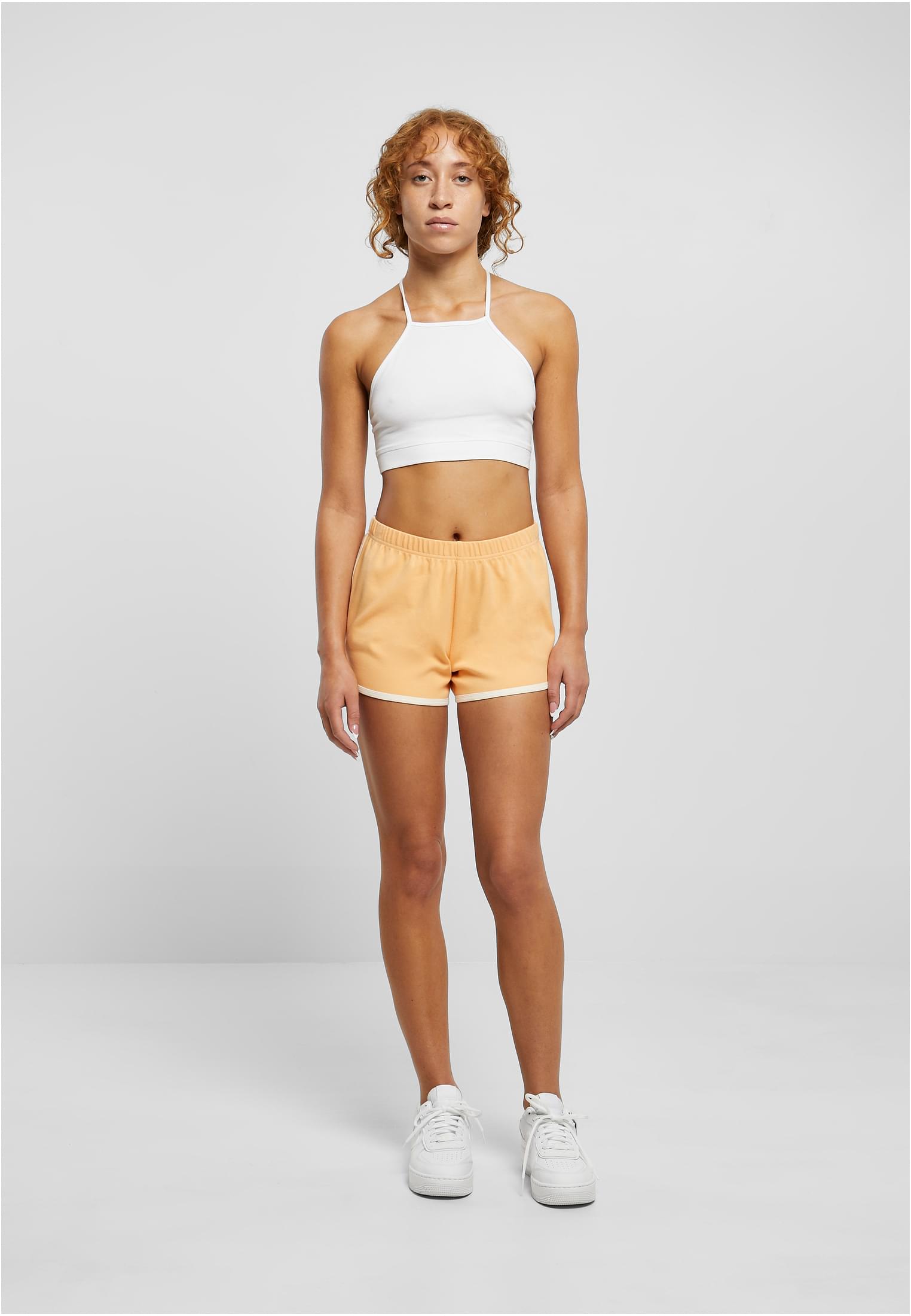 Ladies Organic Interlock Retro Hotpants | paleorange/whitesand