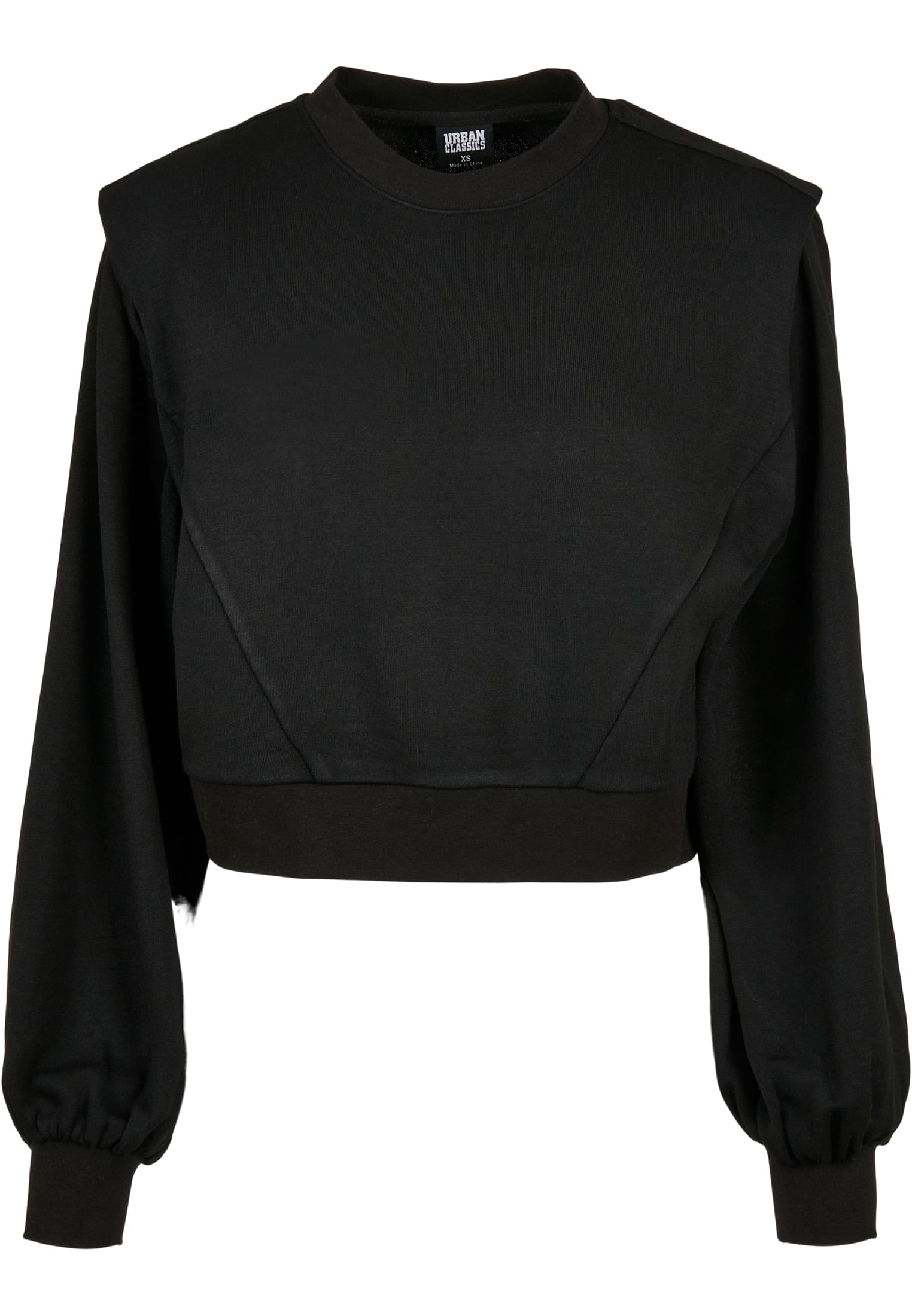 Ladies Padded Shoulder Modal Terry Crewneck | black