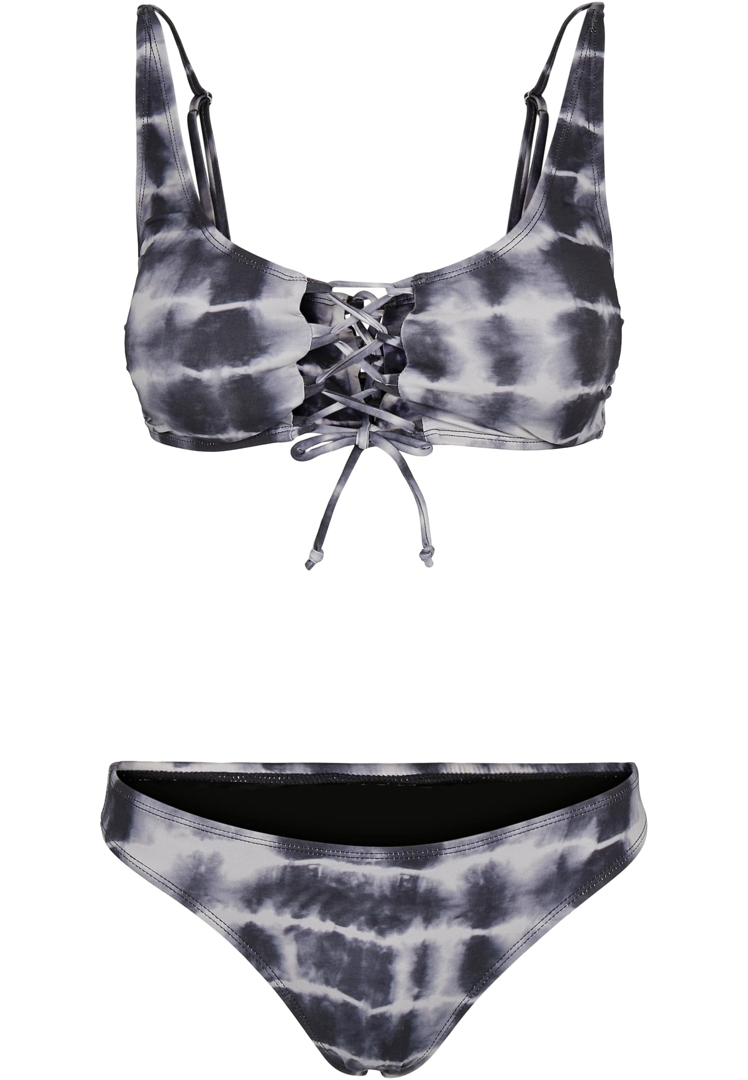 Ladies Lace Up Tie Dye Bikini | black/white