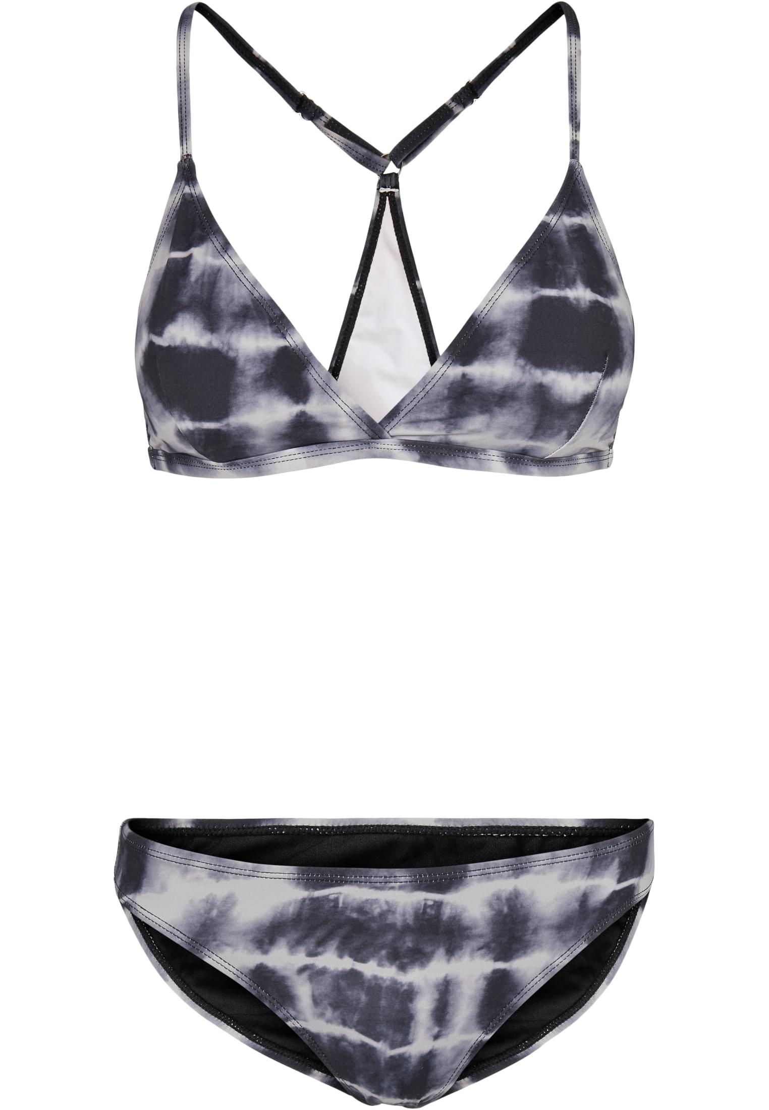 Ladies Tie Dye Triangle Back Bikini | black/white