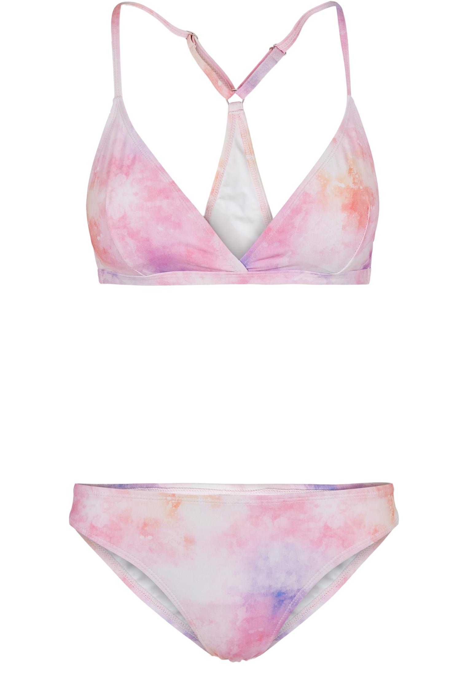 Ladies Tie Dye Triangle Back Bikini | pink multicolor