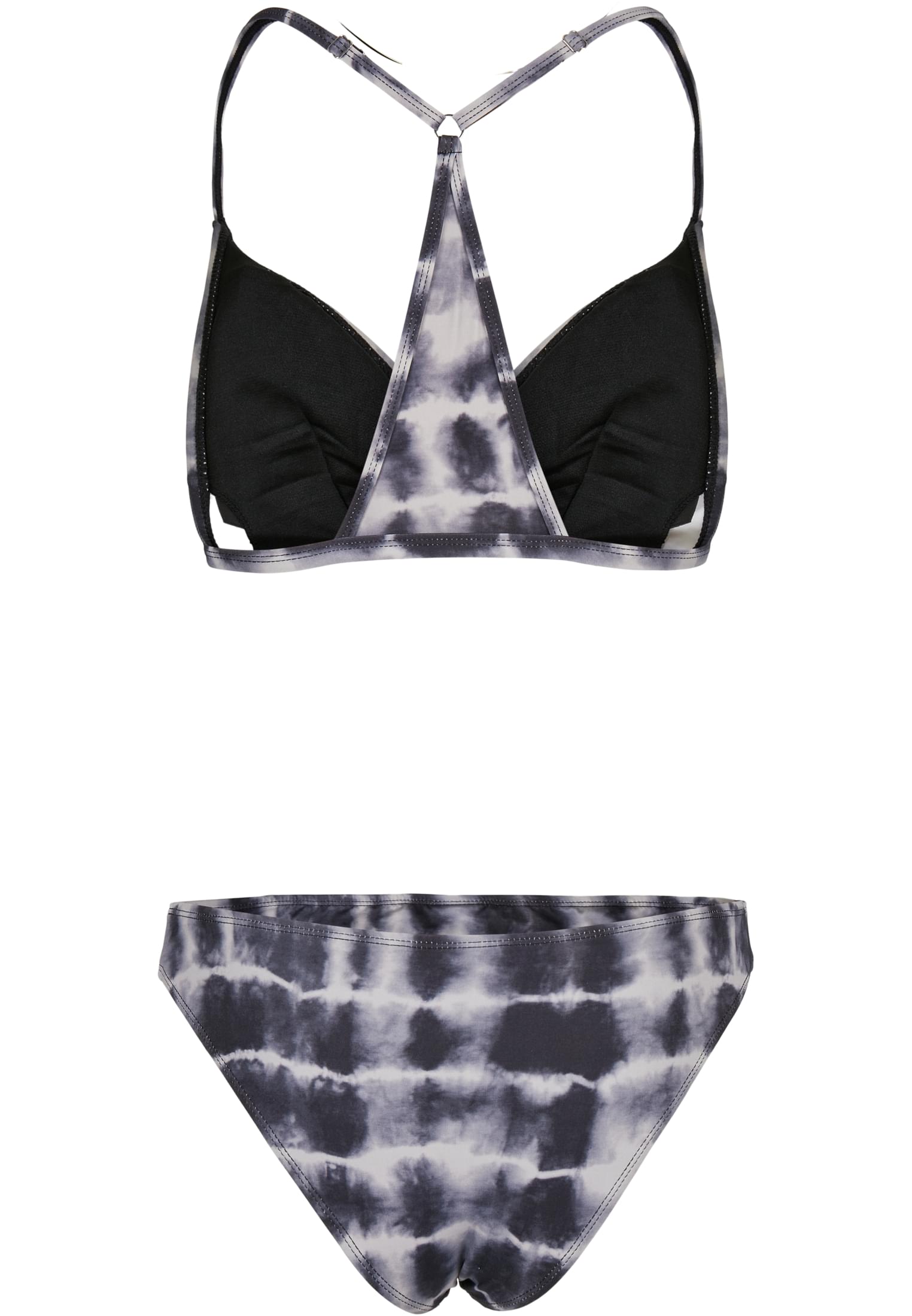 Ladies Tie Dye Triangle Back Bikini | black/white