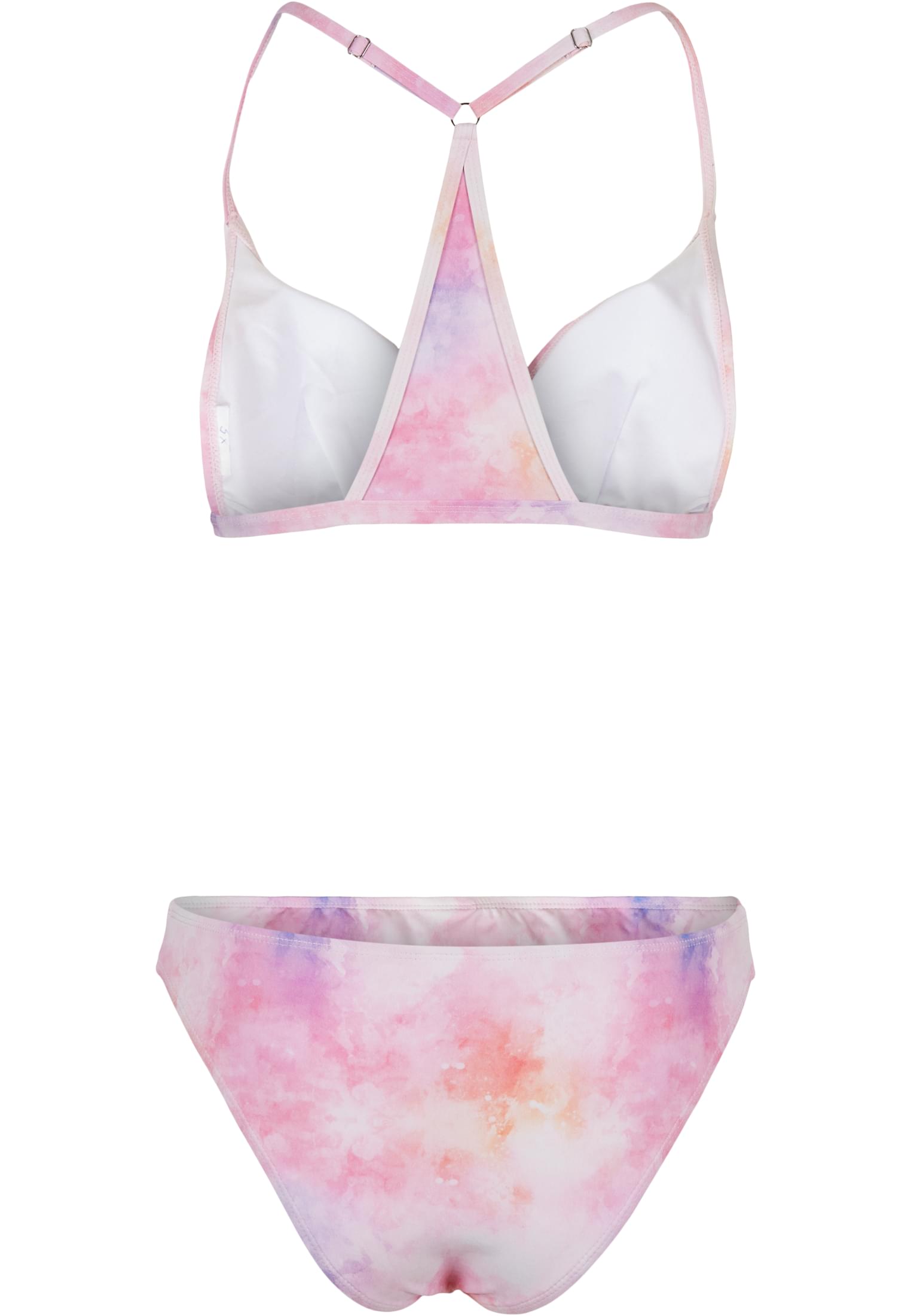 Ladies Tie Dye Triangle Back Bikini | pink multicolor