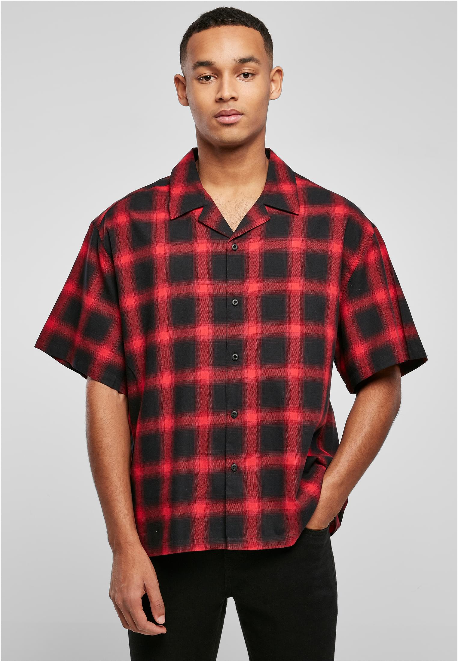 Loose Checked Resort Shirt | black/red