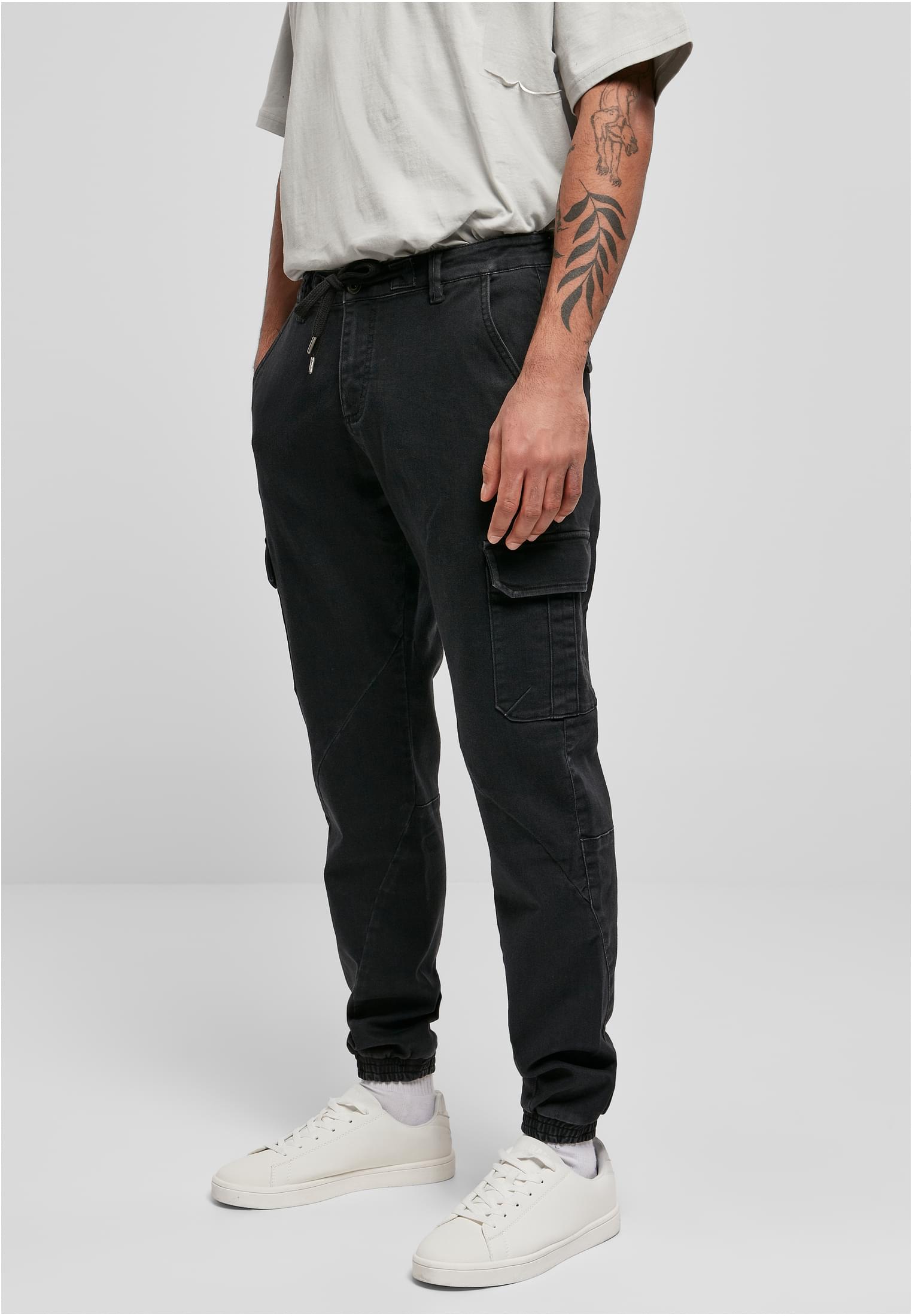 Knitted Cargo Jogging Pants | black