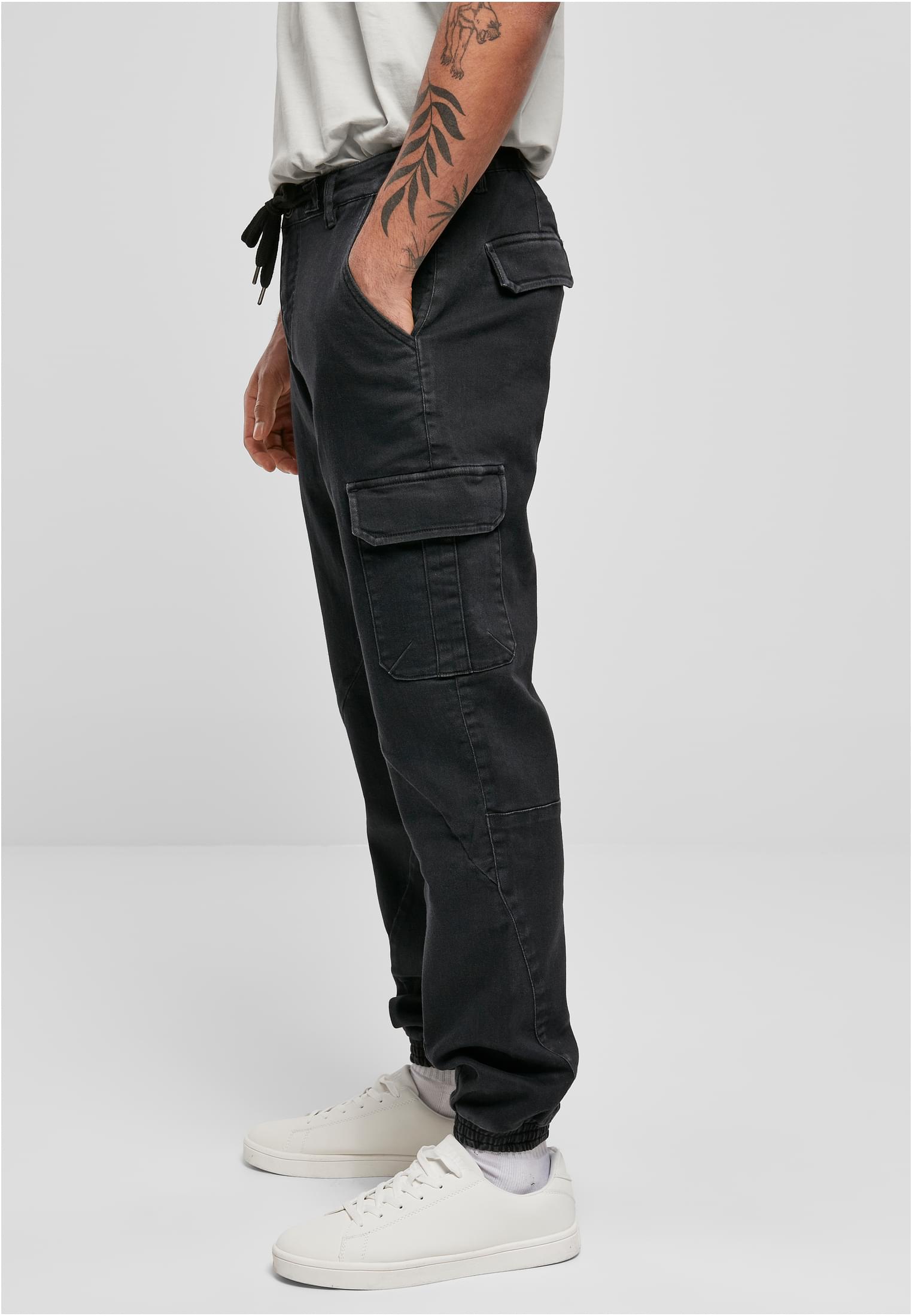 Knitted Cargo Jogging Pants | black