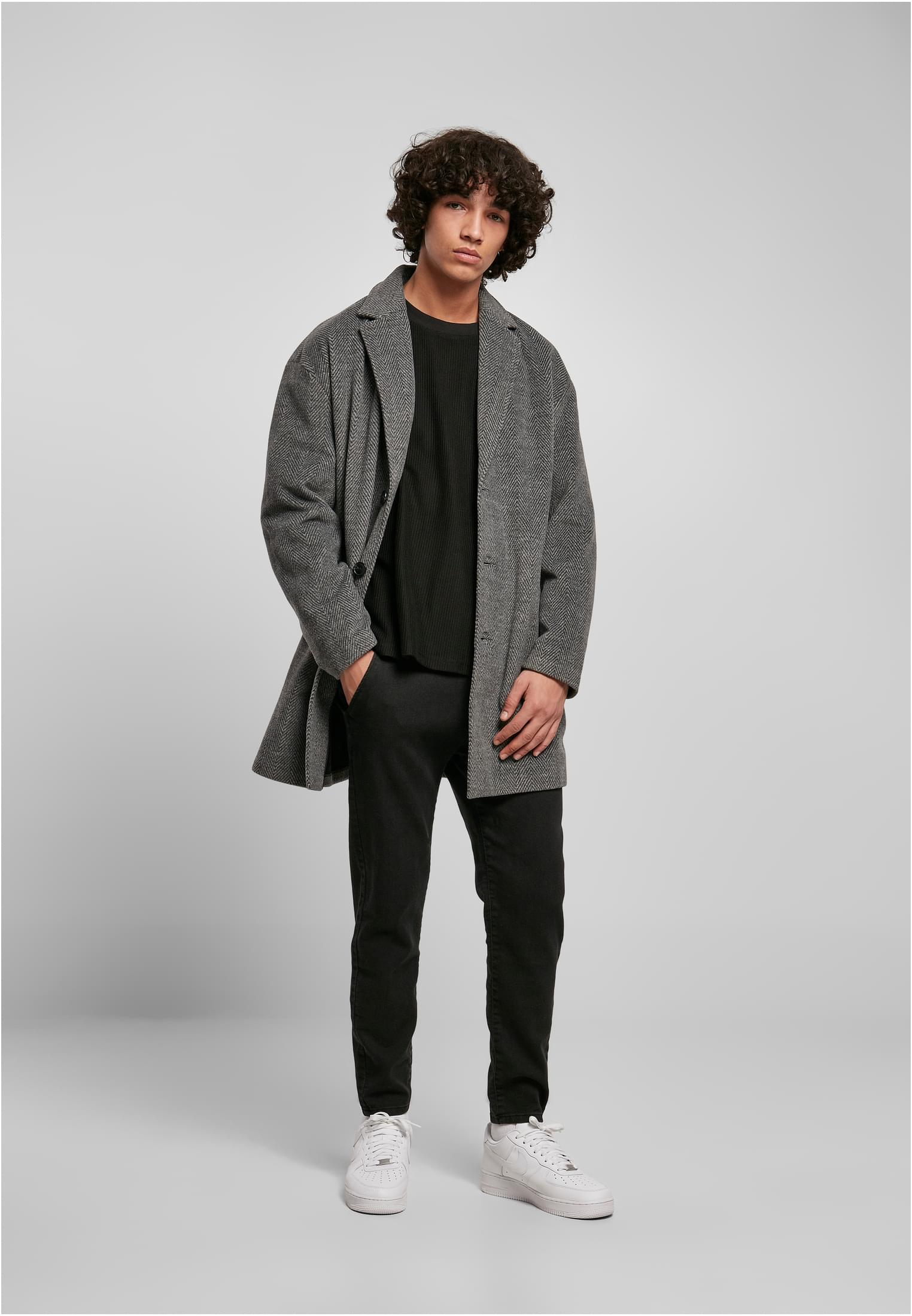 Classic Herringbone Coat | darkgrey