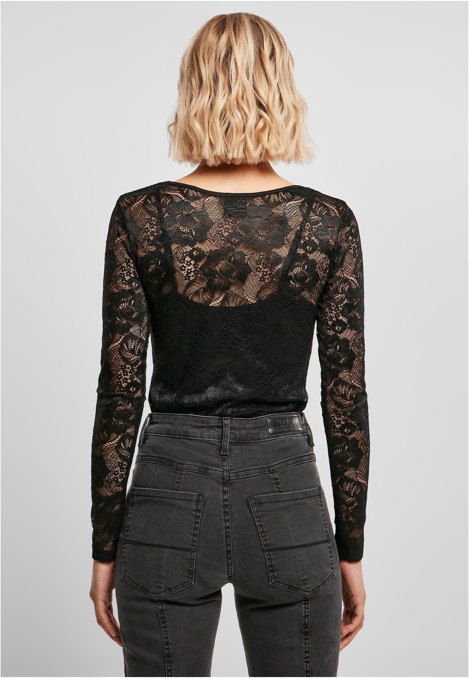 Ladies Lace Longsleeve Body | black