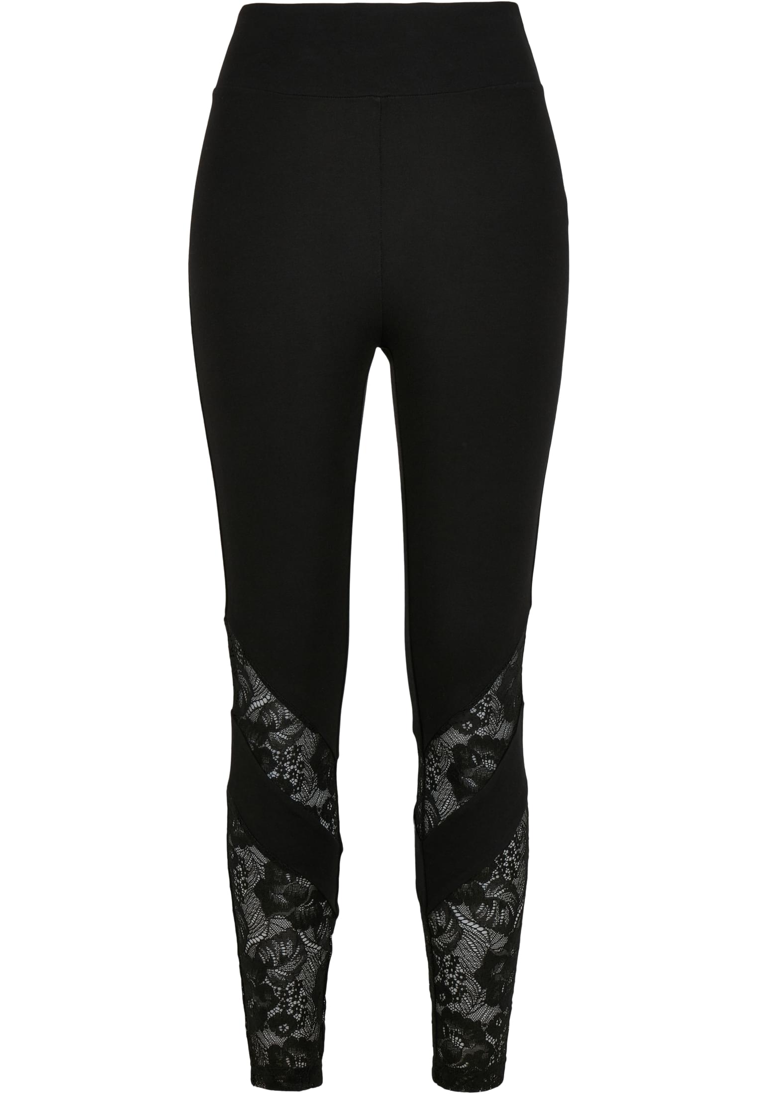 Ladies Highwaist Lace Inset Leggings | black