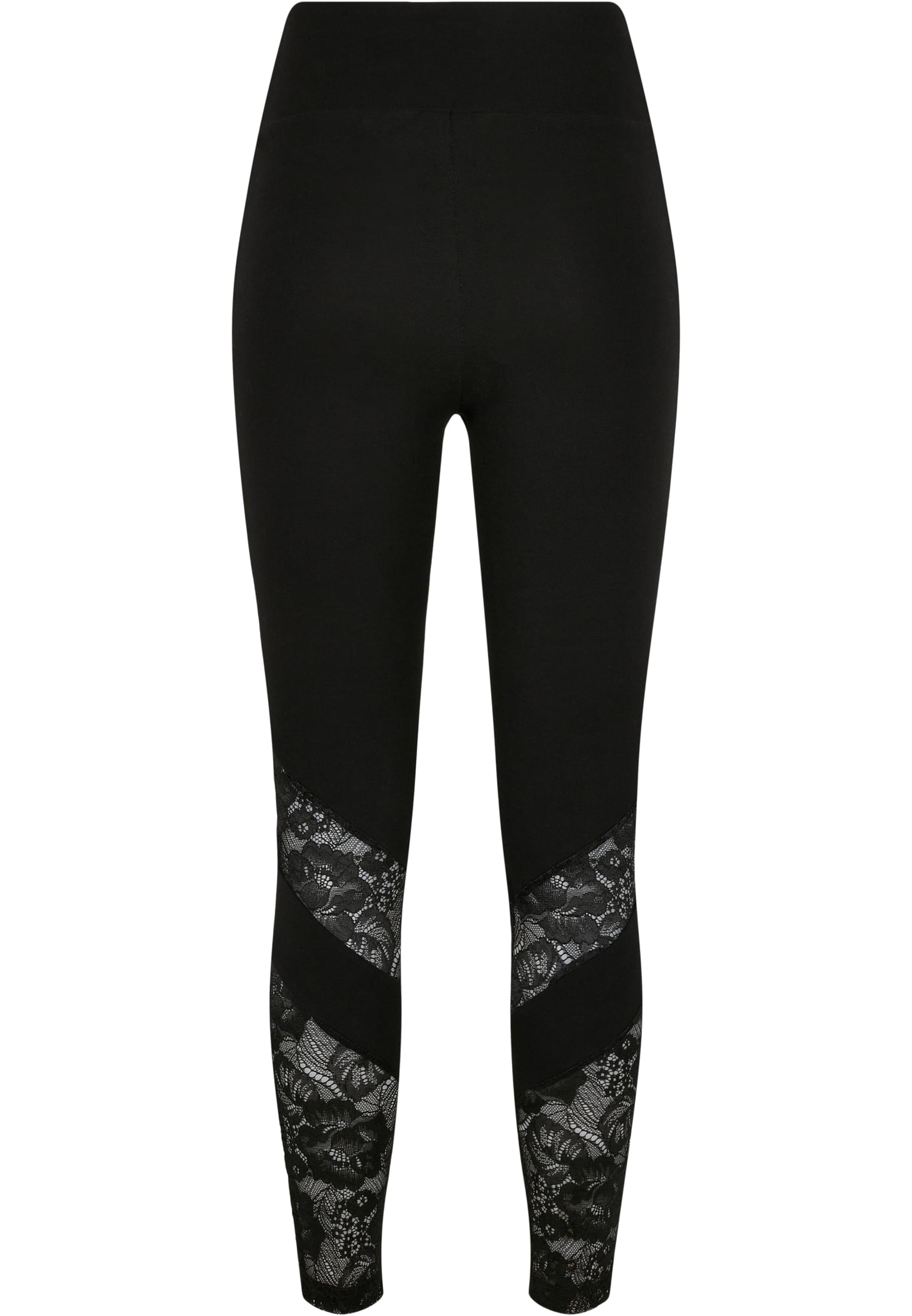 Ladies Highwaist Lace Inset Leggings | black