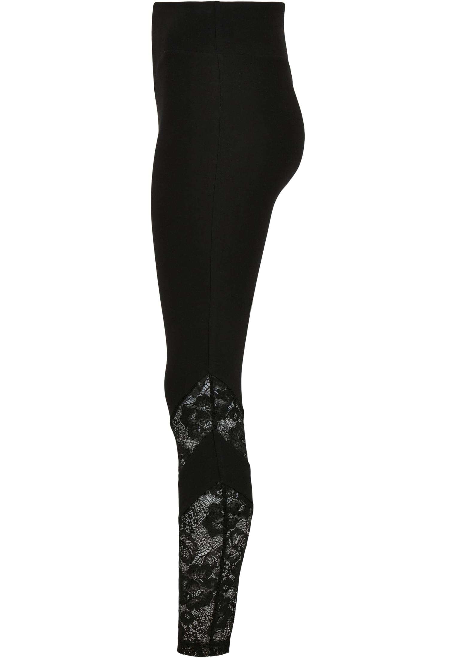 Ladies Highwaist Lace Inset Leggings | black