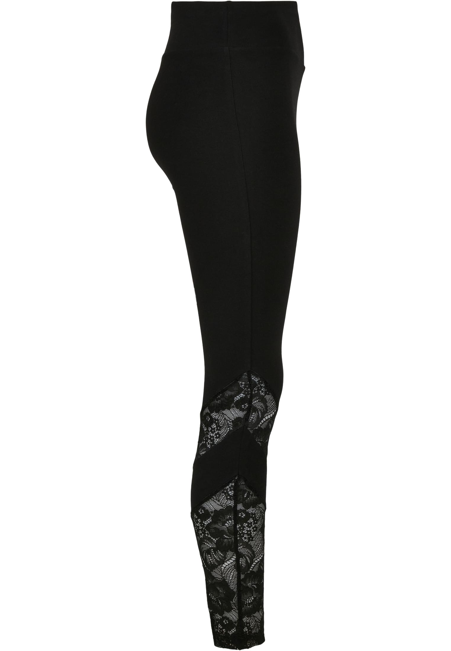 Ladies Highwaist Lace Inset Leggings | black