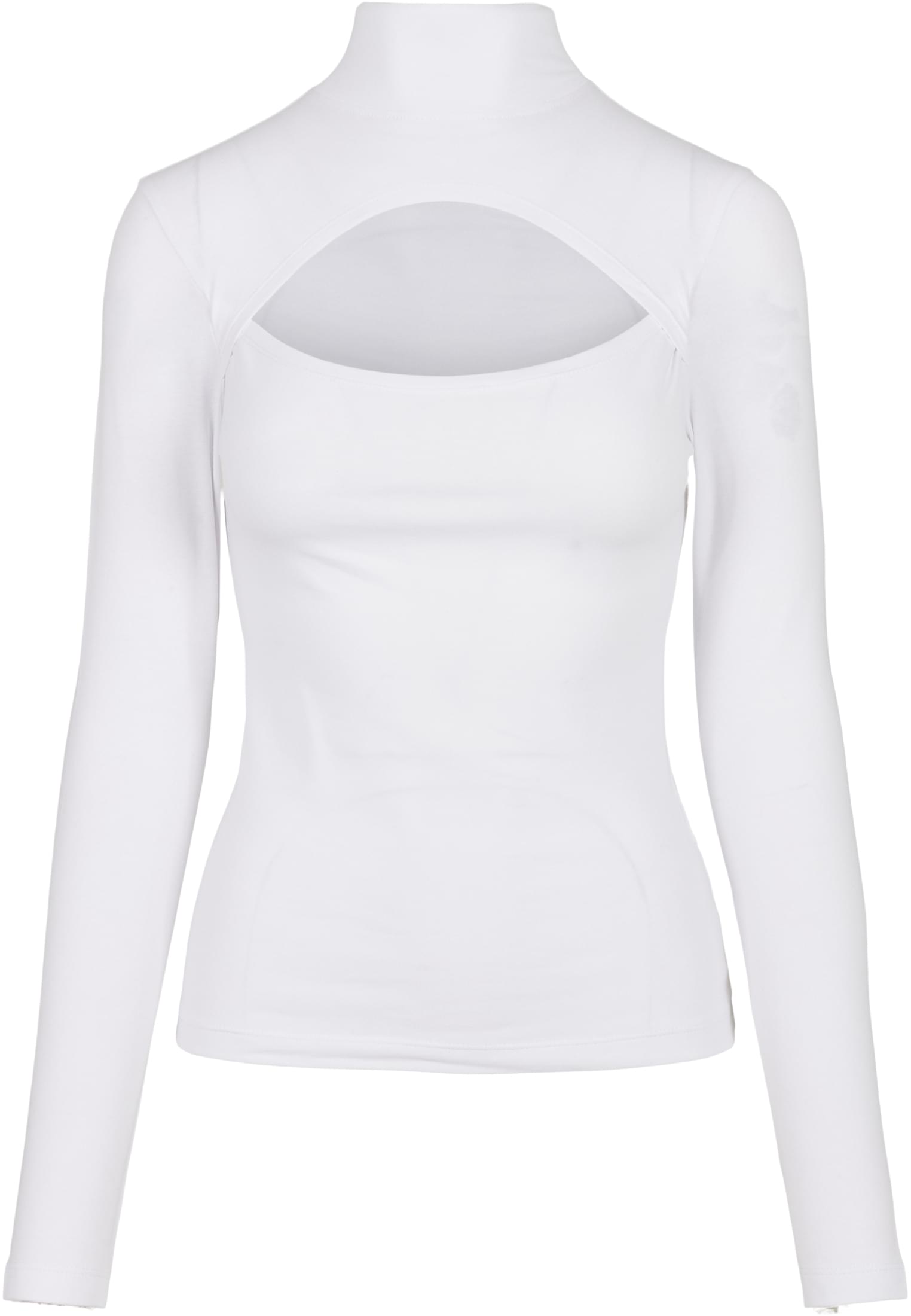 Ladies Cut-Out Turtleneck Longsleeve | white