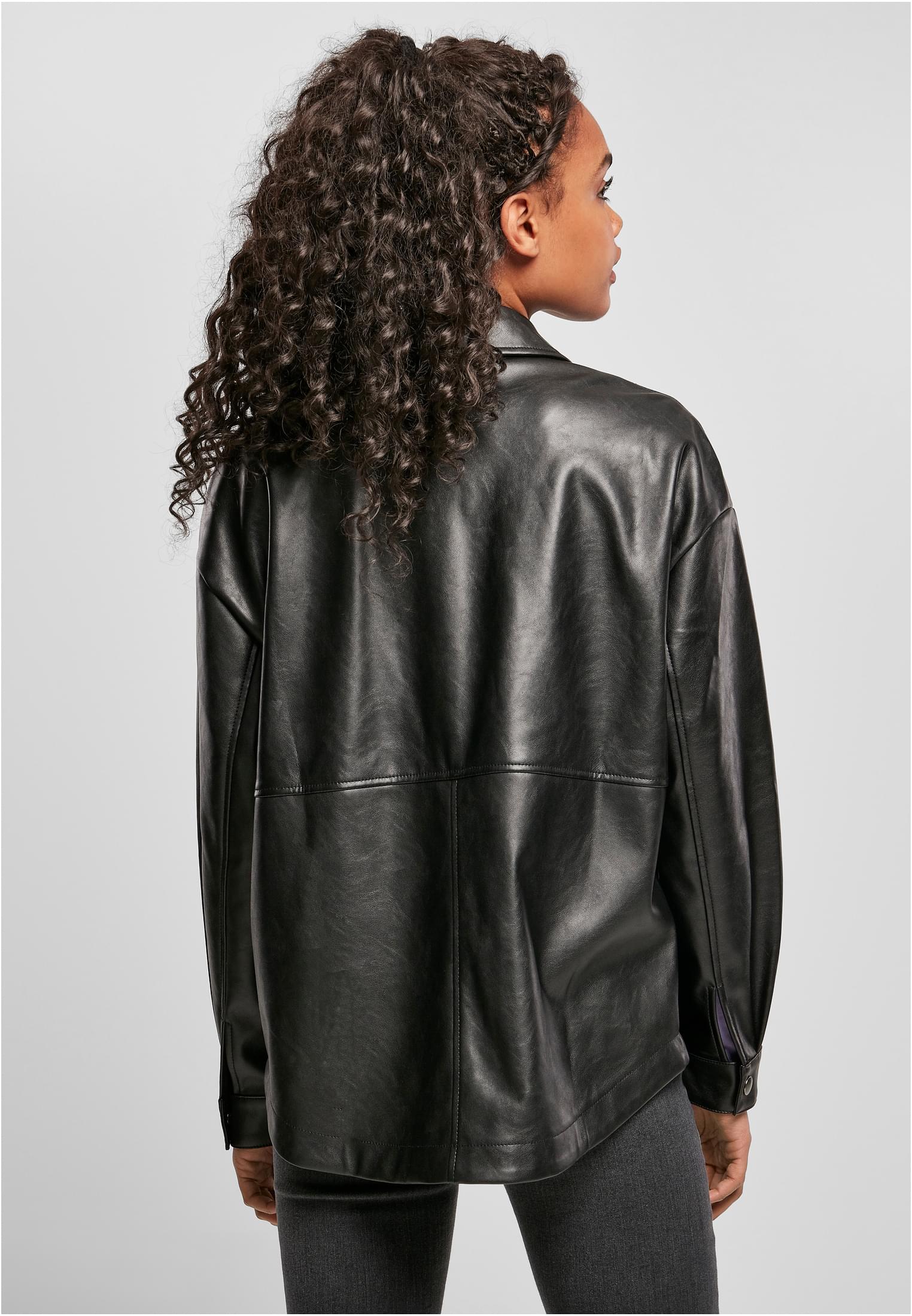 Ladies Faux Leather Overshirt | black