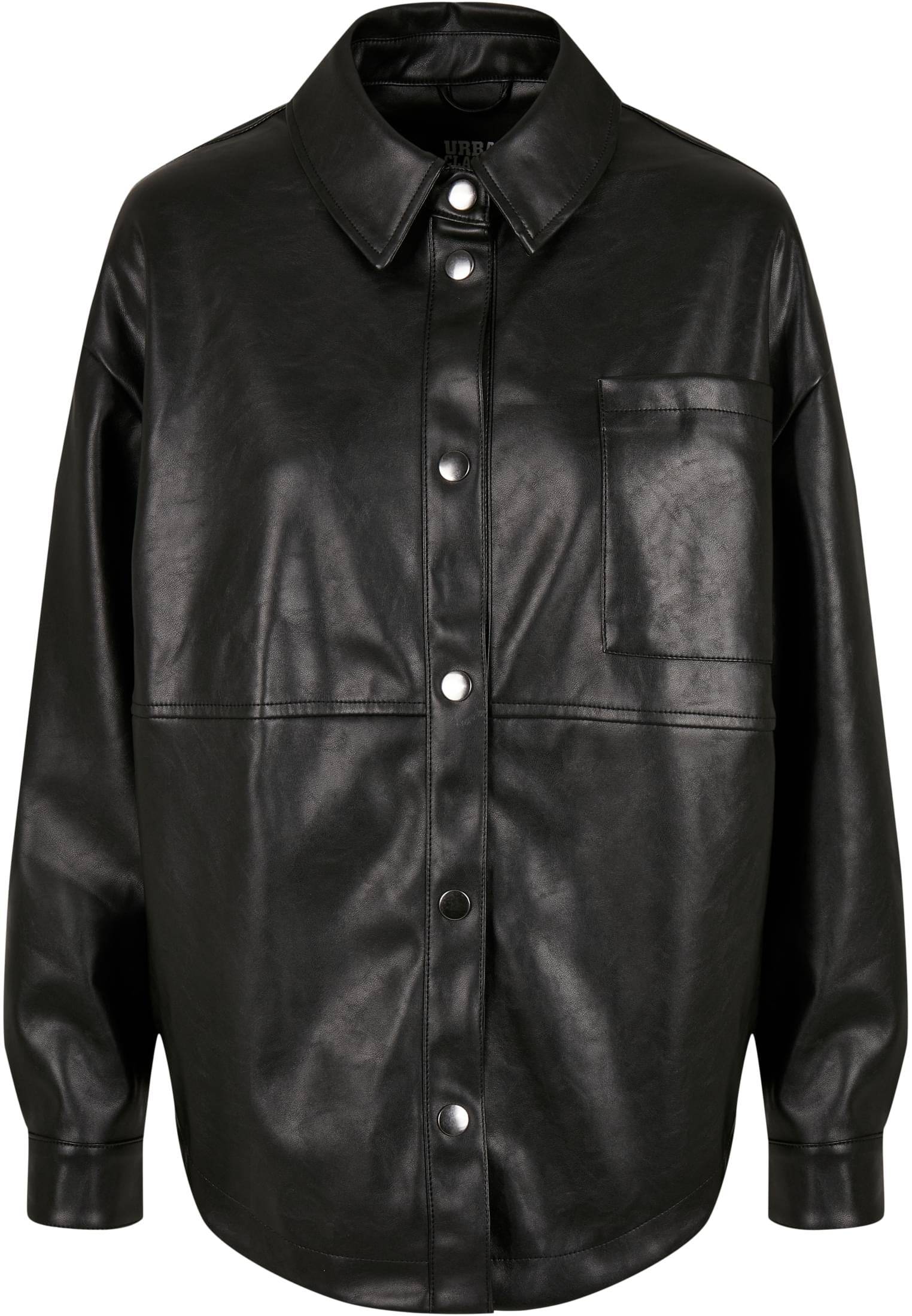 Ladies Faux Leather Overshirt | black