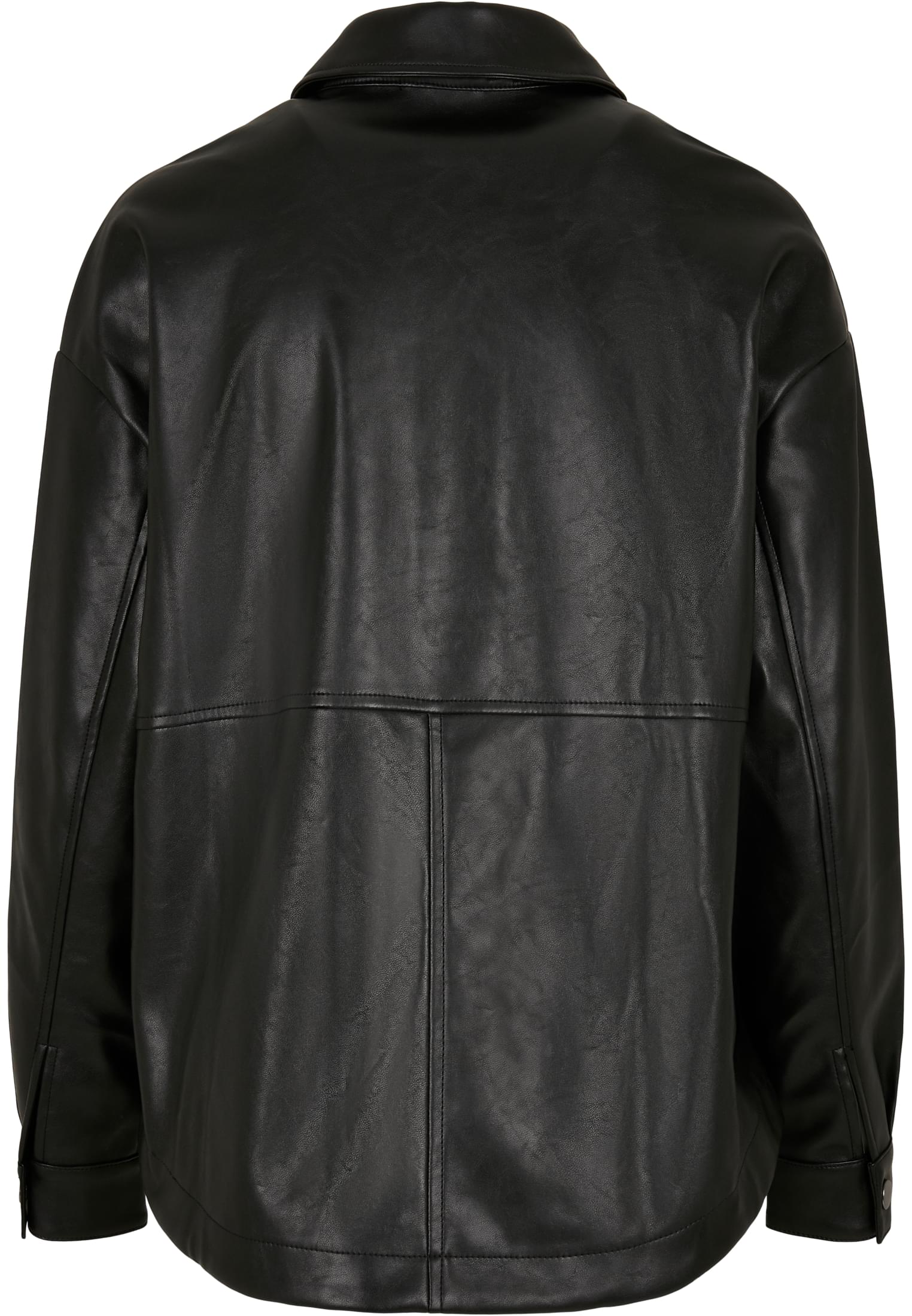 Ladies Faux Leather Overshirt | black