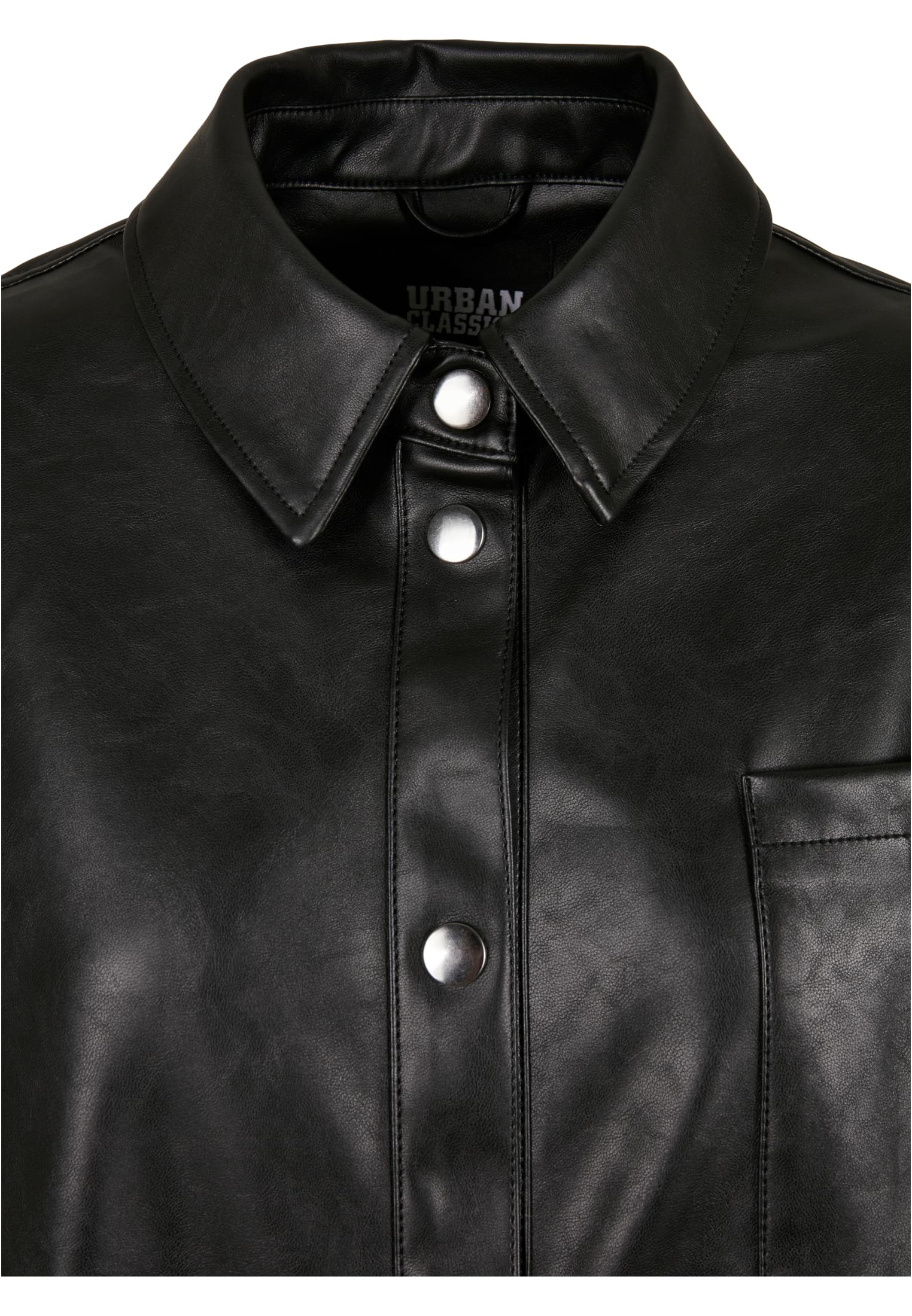 Ladies Faux Leather Overshirt | black