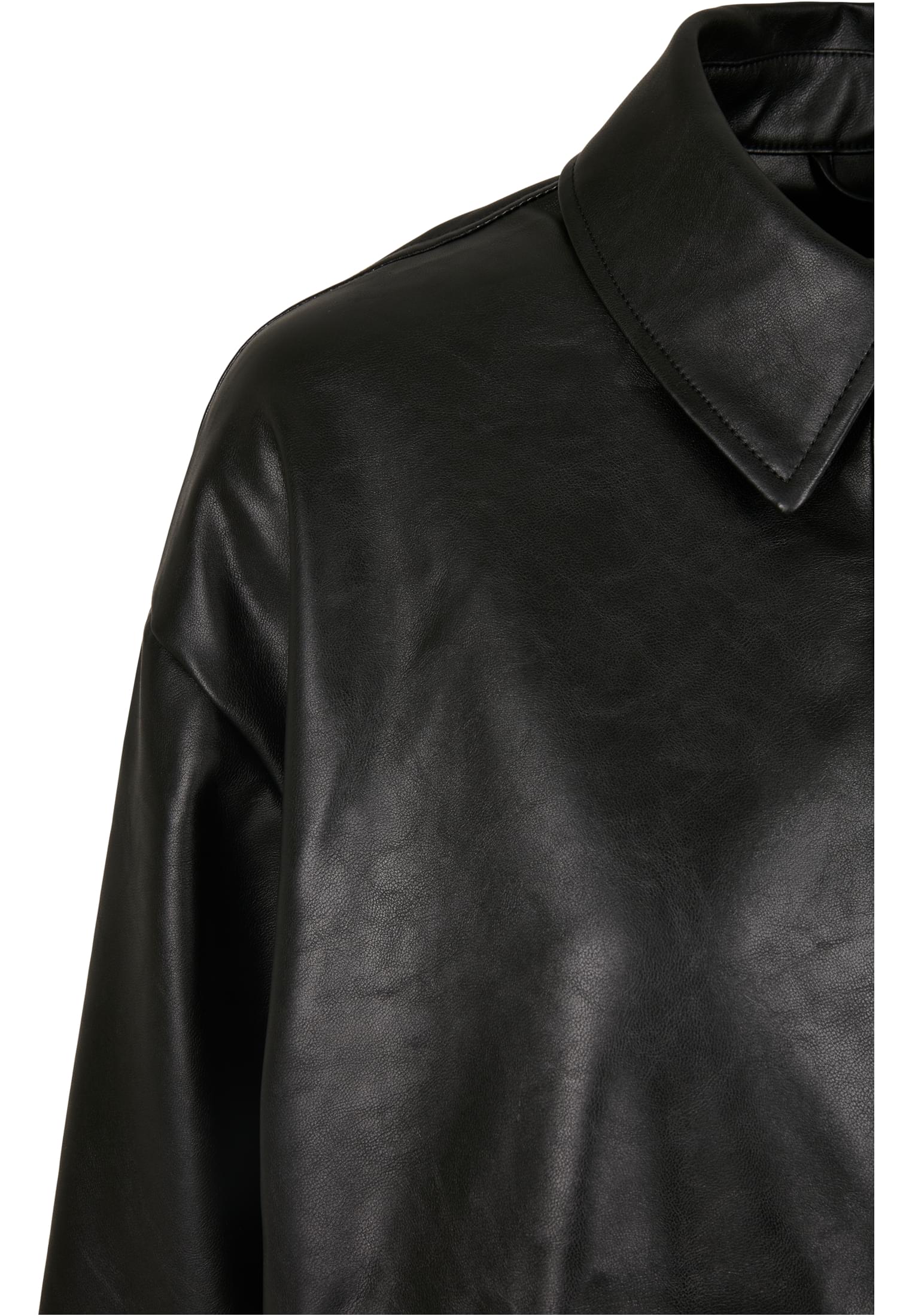 Ladies Faux Leather Overshirt | black