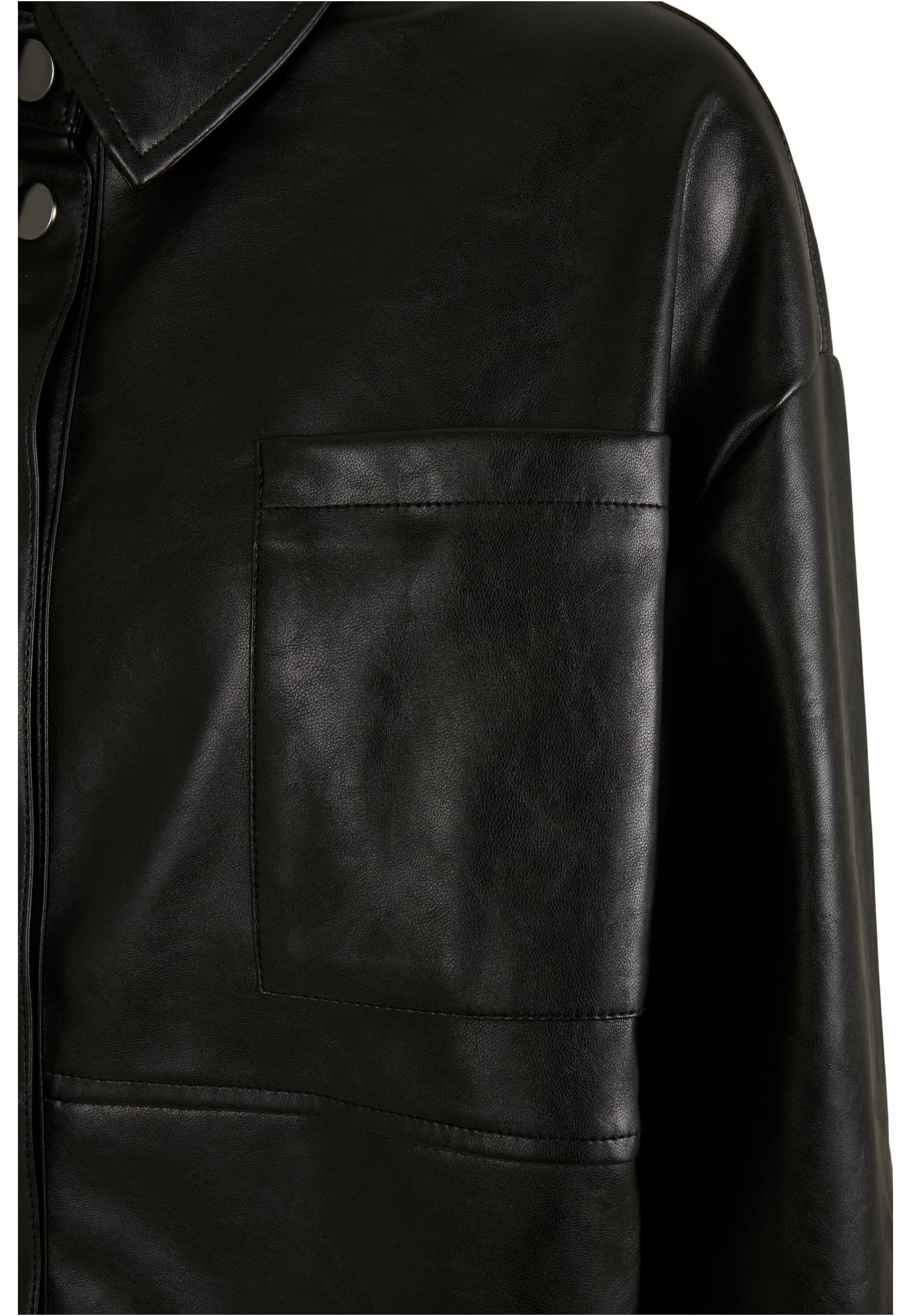 Ladies Faux Leather Overshirt | black