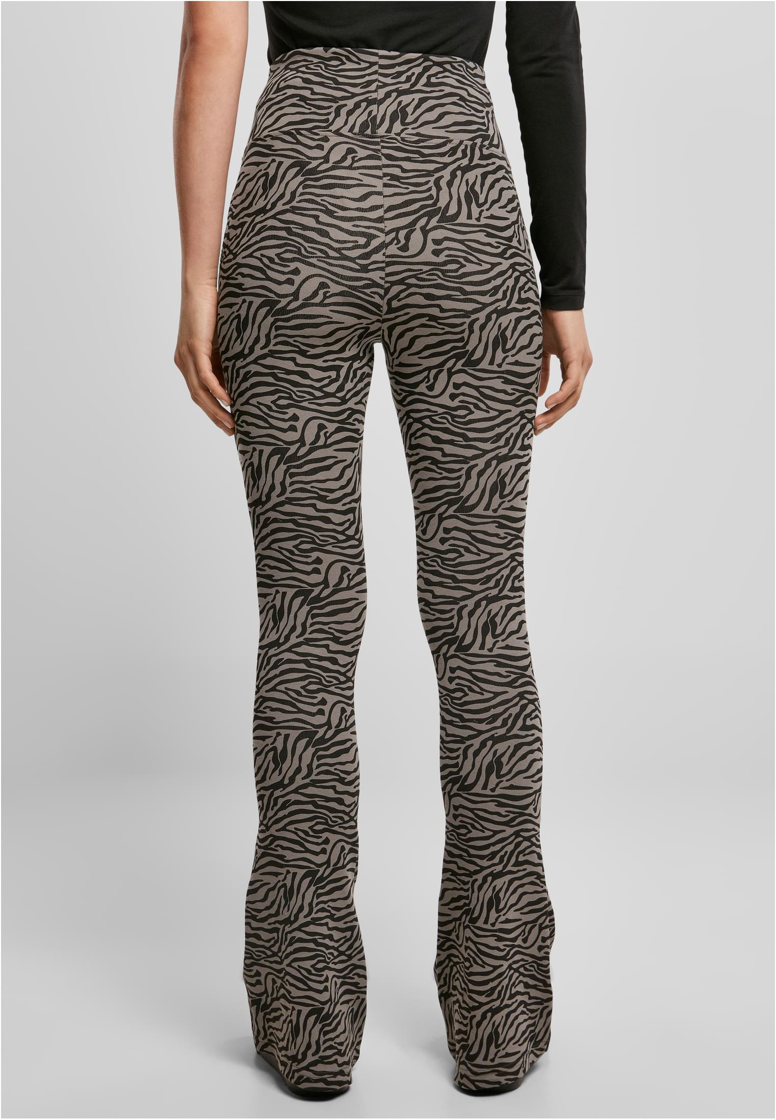 Ladies High Waist Zebra Boot Cut Leggings | asphalt/black