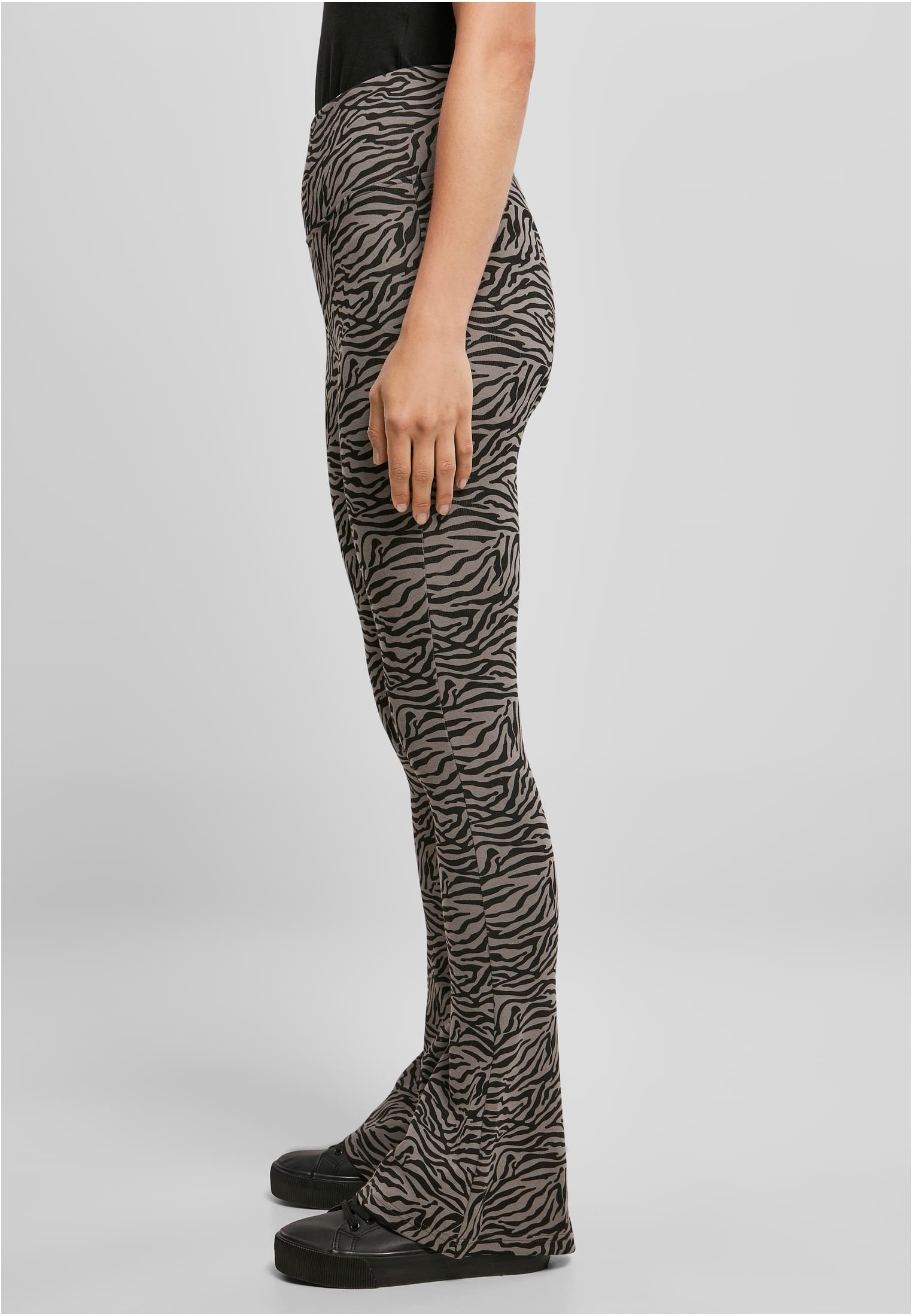 Ladies High Waist Zebra Boot Cut Leggings | asphalt/black