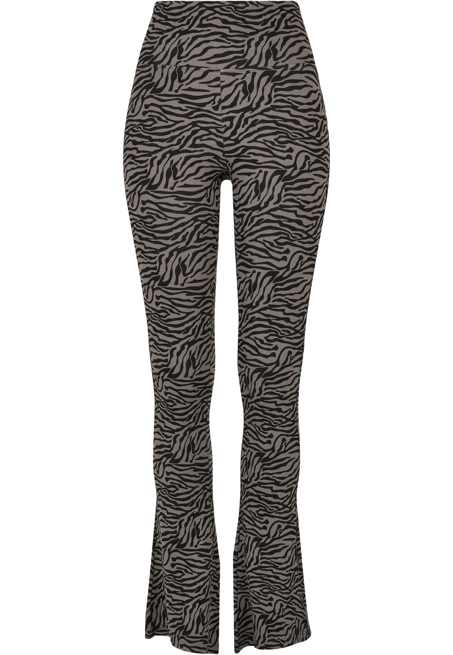 Ladies High Waist Zebra Boot Cut Leggings | asphalt/black