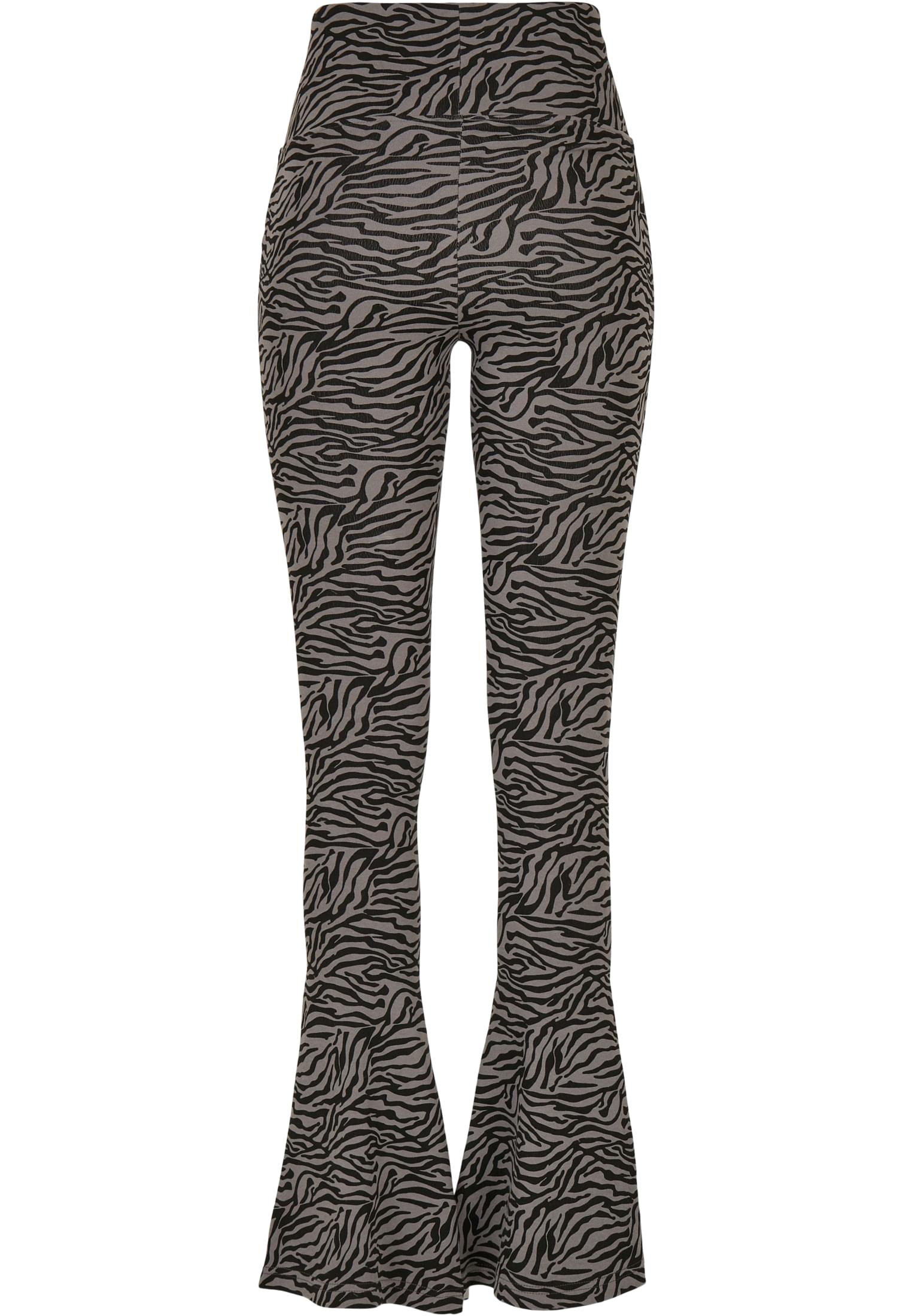 Ladies High Waist Zebra Boot Cut Leggings | asphalt/black