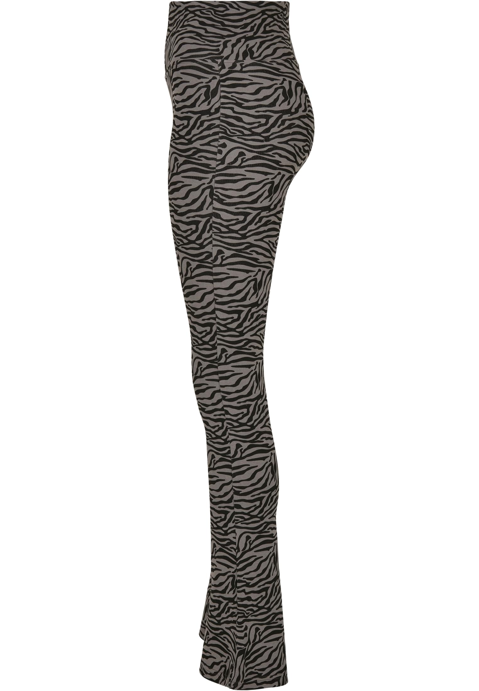 Ladies High Waist Zebra Boot Cut Leggings | asphalt/black