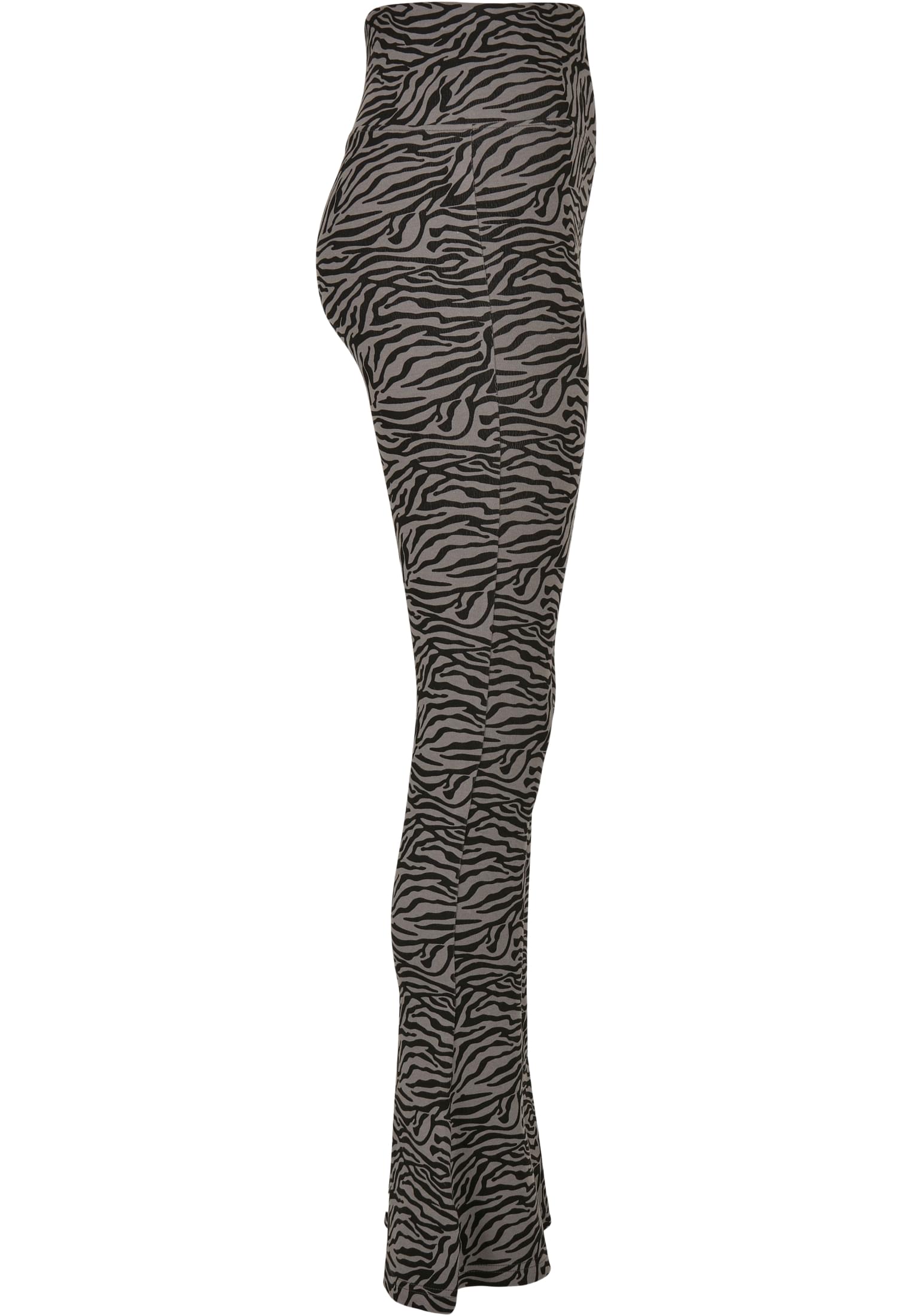 Ladies High Waist Zebra Boot Cut Leggings | asphalt/black