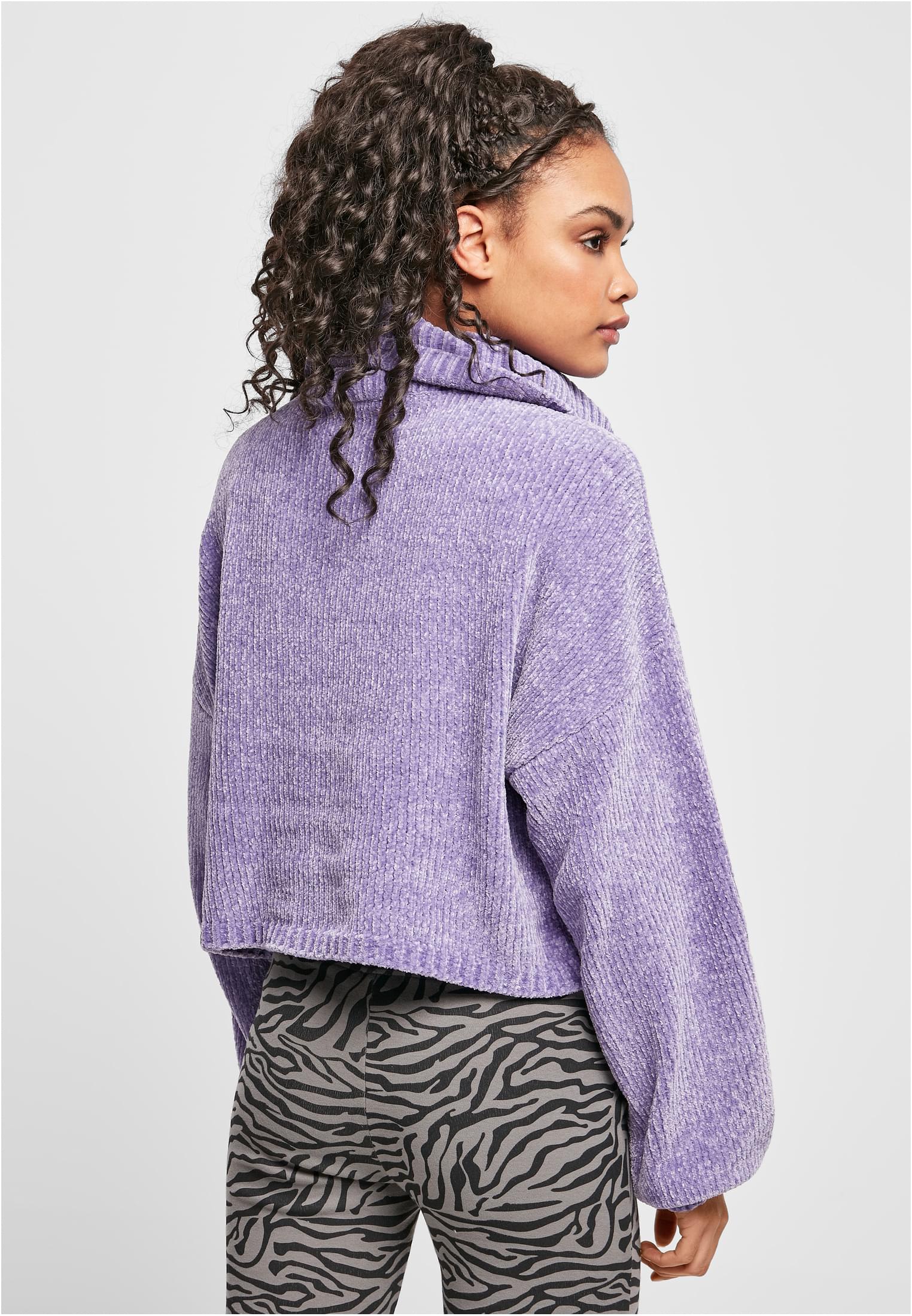 Ladies Short Chenille Turtleneck Sweater | lavender