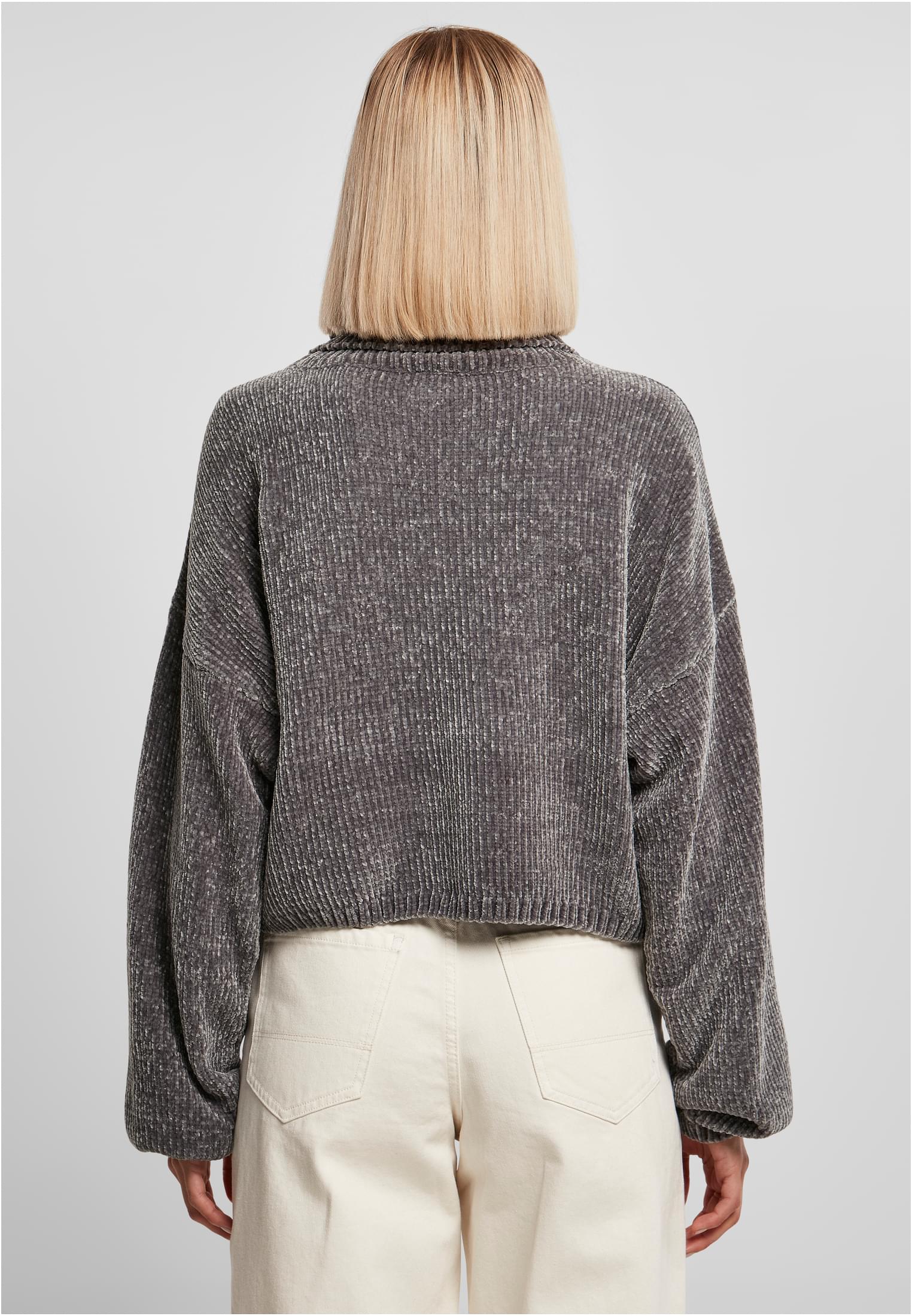 Ladies Short Chenille Turtleneck Sweater | asphalt