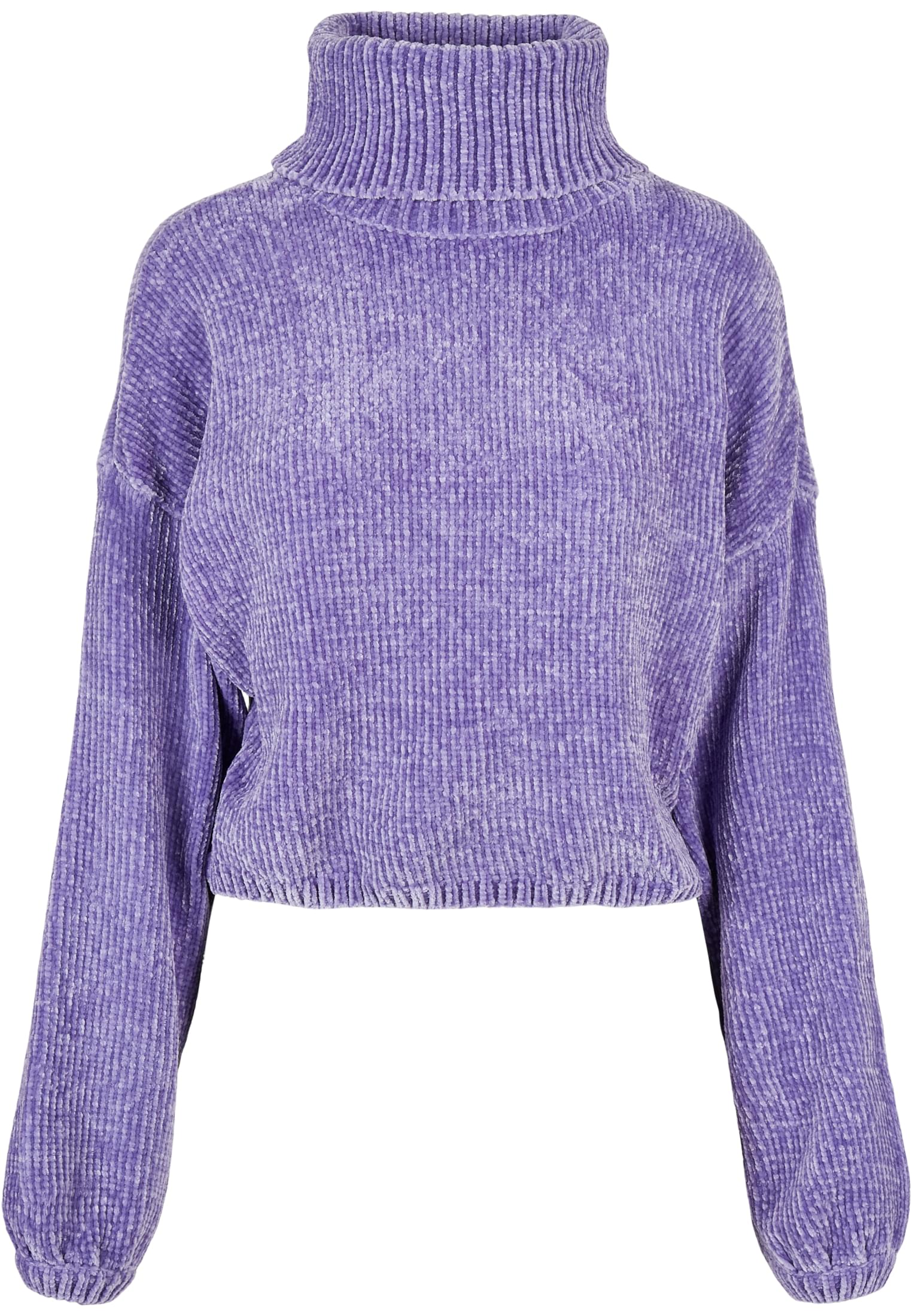 Ladies Short Chenille Turtleneck Sweater | lavender