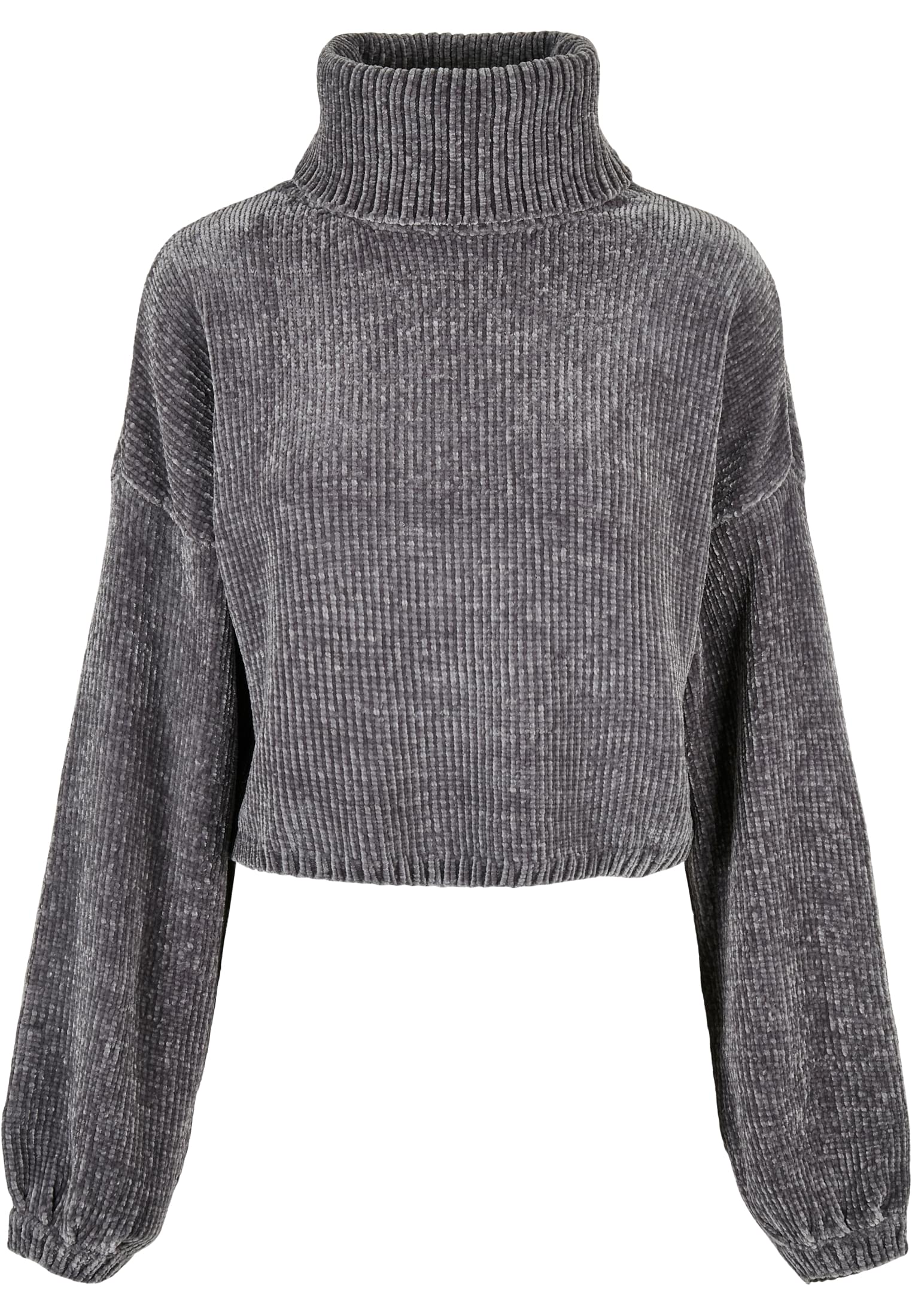 Ladies Short Chenille Turtleneck Sweater | asphalt