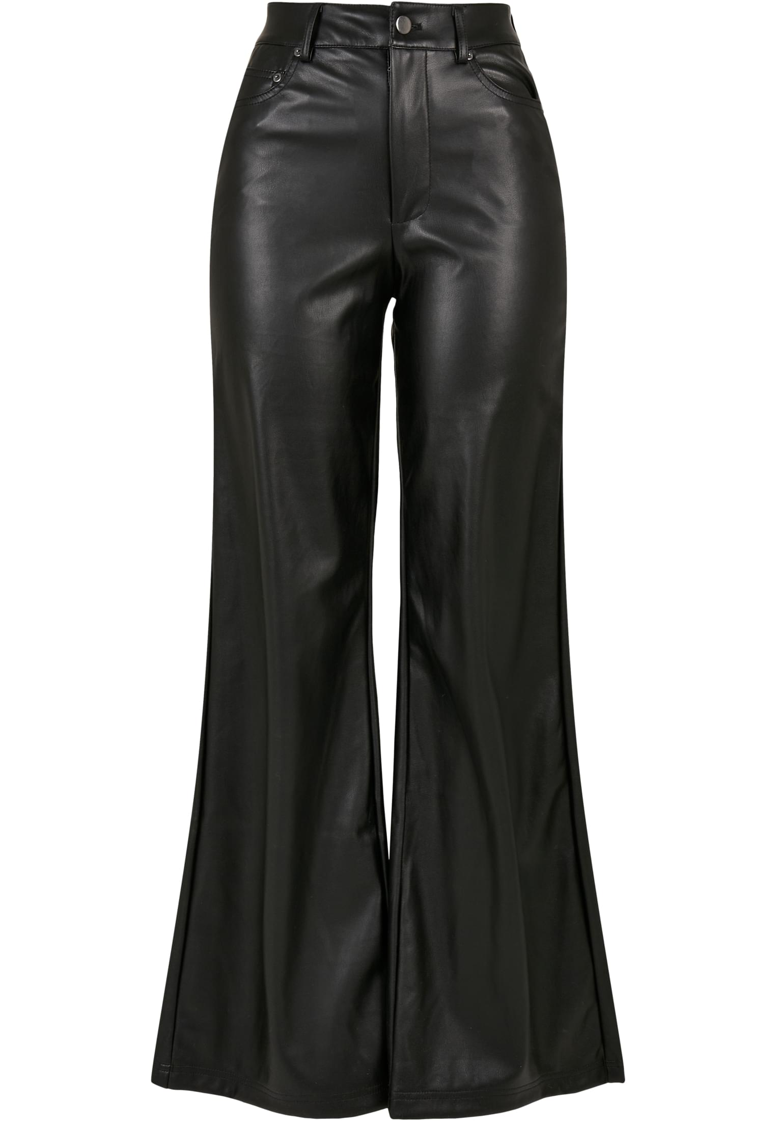 Ladies Faux Leather Wide Leg Pants | black