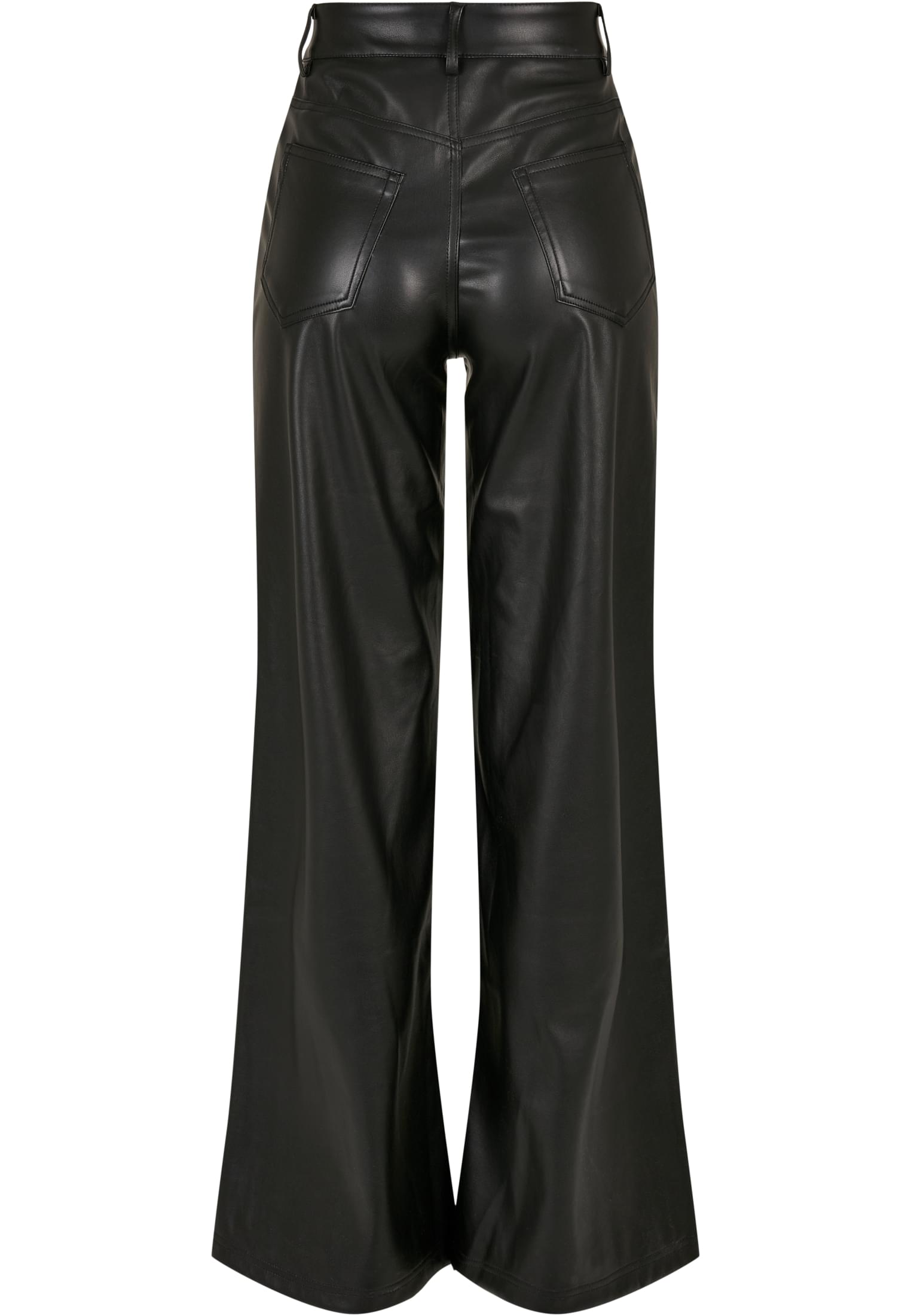 Ladies Faux Leather Wide Leg Pants | black