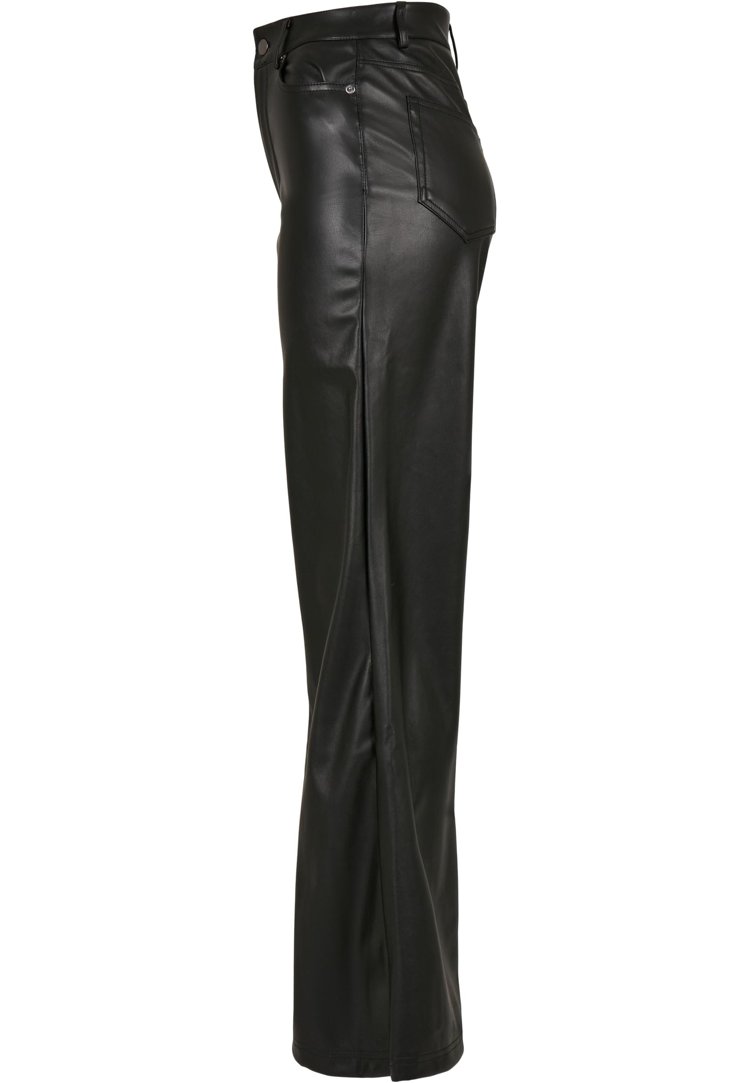 Ladies Faux Leather Wide Leg Pants | black