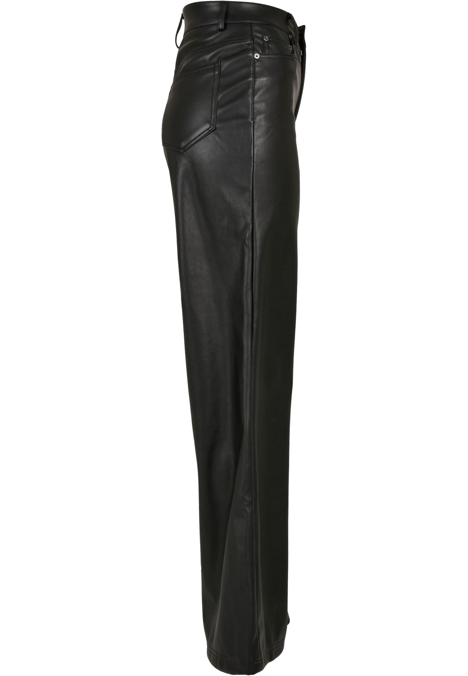 Ladies Faux Leather Wide Leg Pants | black