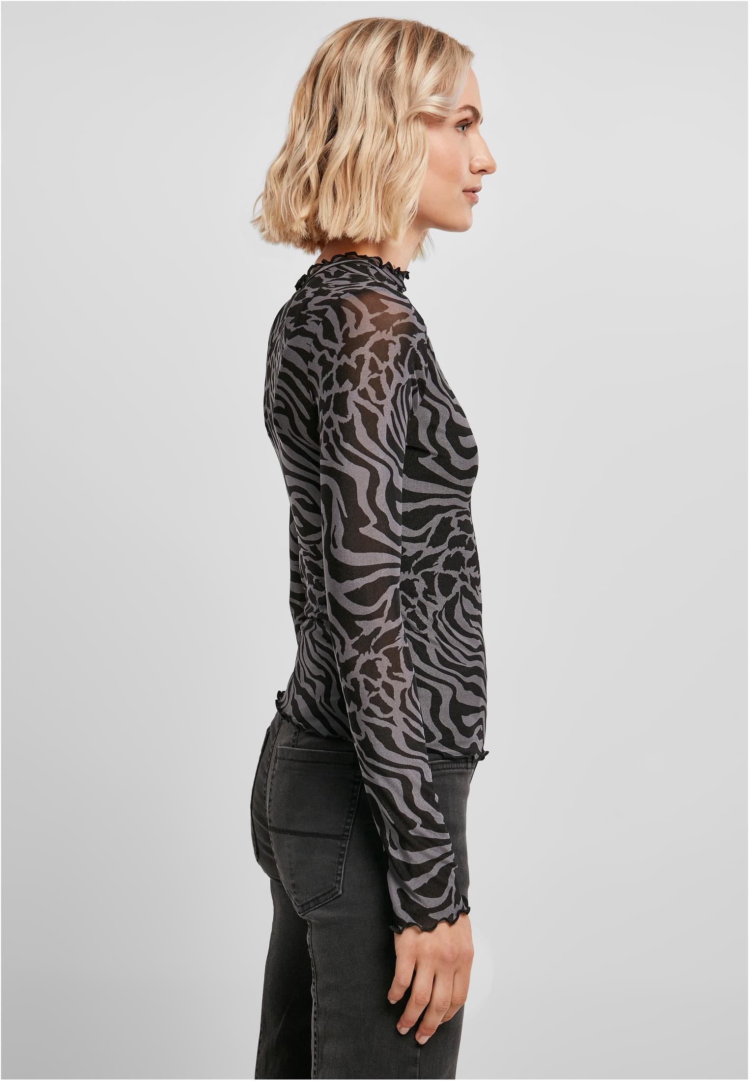 Ladies AOP Mesh Turtleneck Longsleeve | asphalt/black