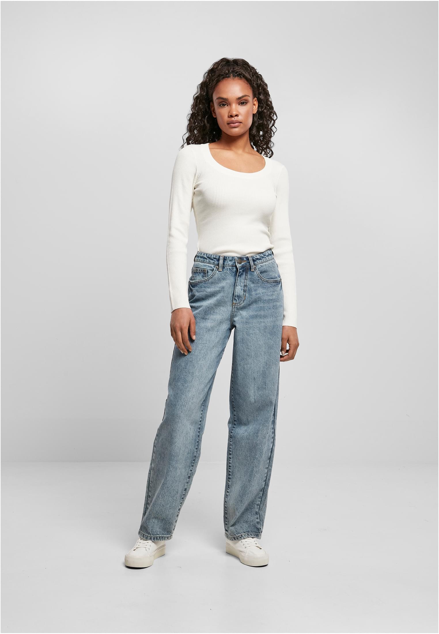 Ladies High Waist 90´S Wide Leg Denim Pants | tinted light blue washed