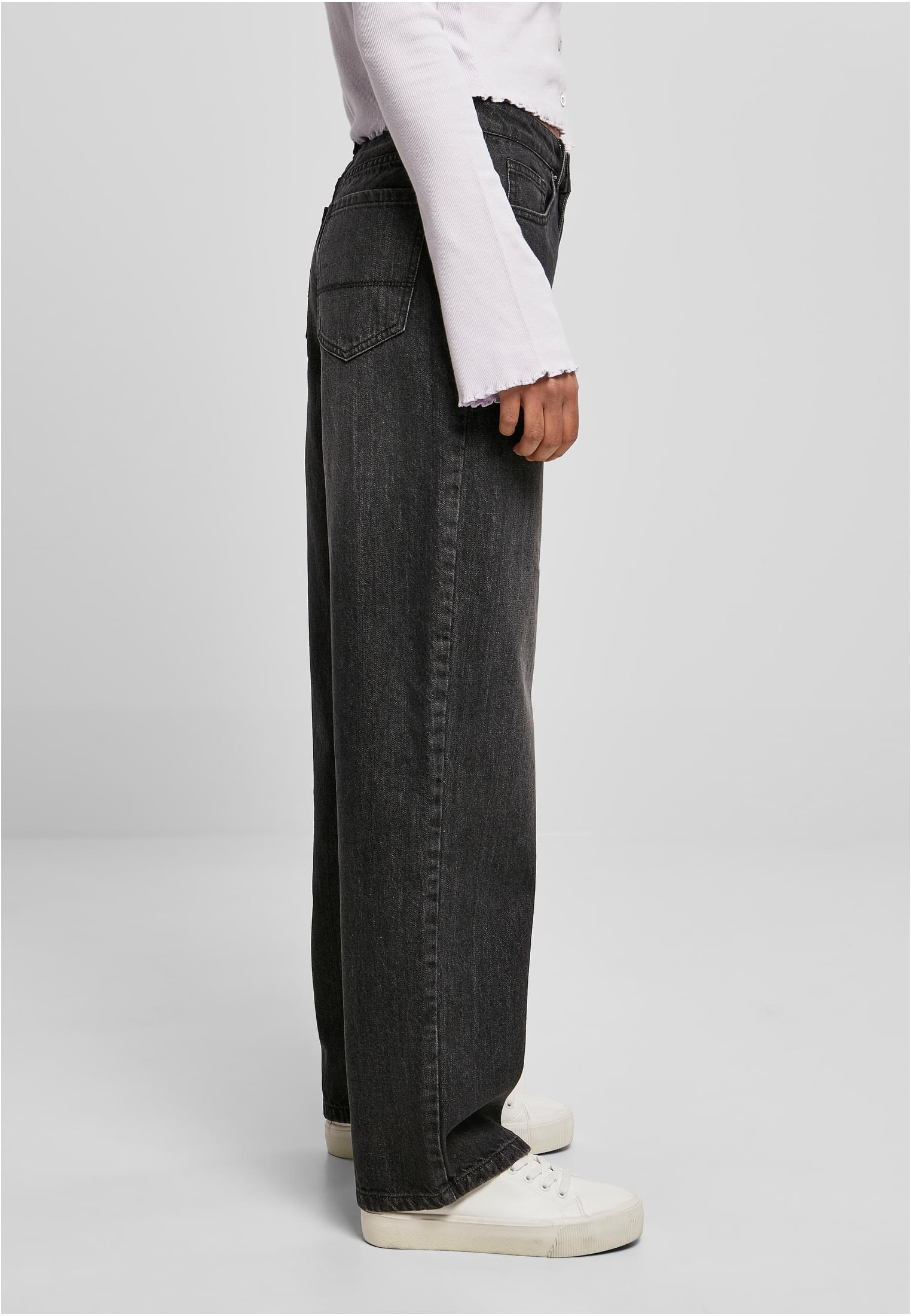 Ladies High Waist 90´S Wide Leg Denim Pants | black washed