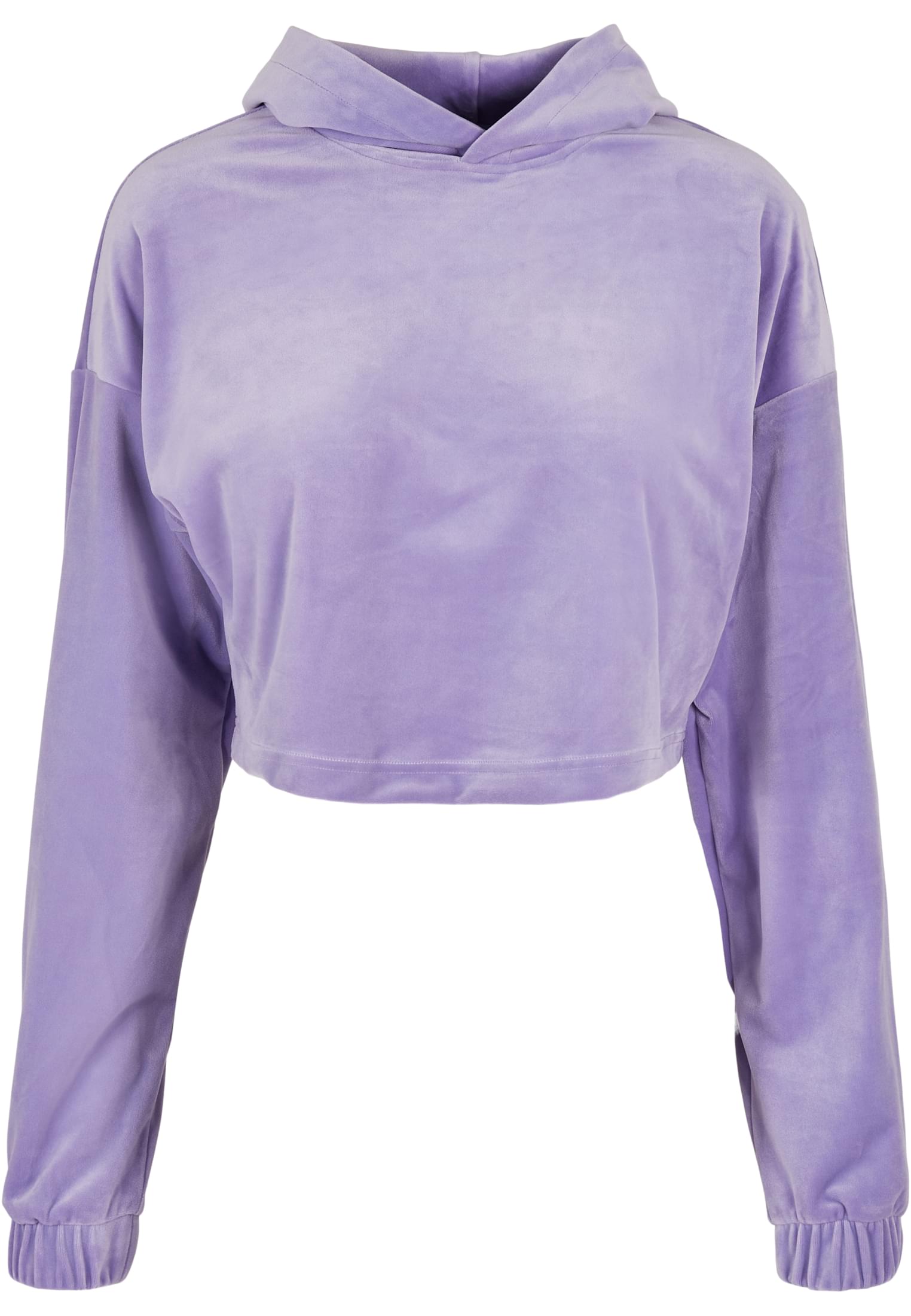 Ladies Cropped Velvet Oversized Hoody | lavender