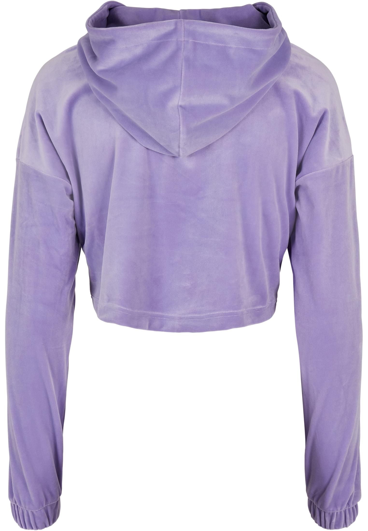 Ladies Cropped Velvet Oversized Hoody | lavender