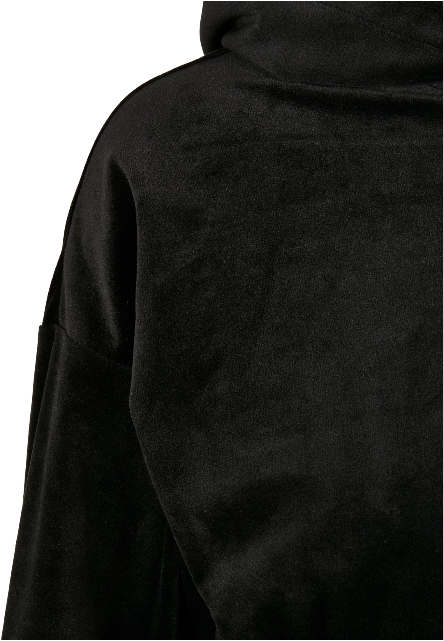 Ladies Cropped Velvet Oversized Hoody | black