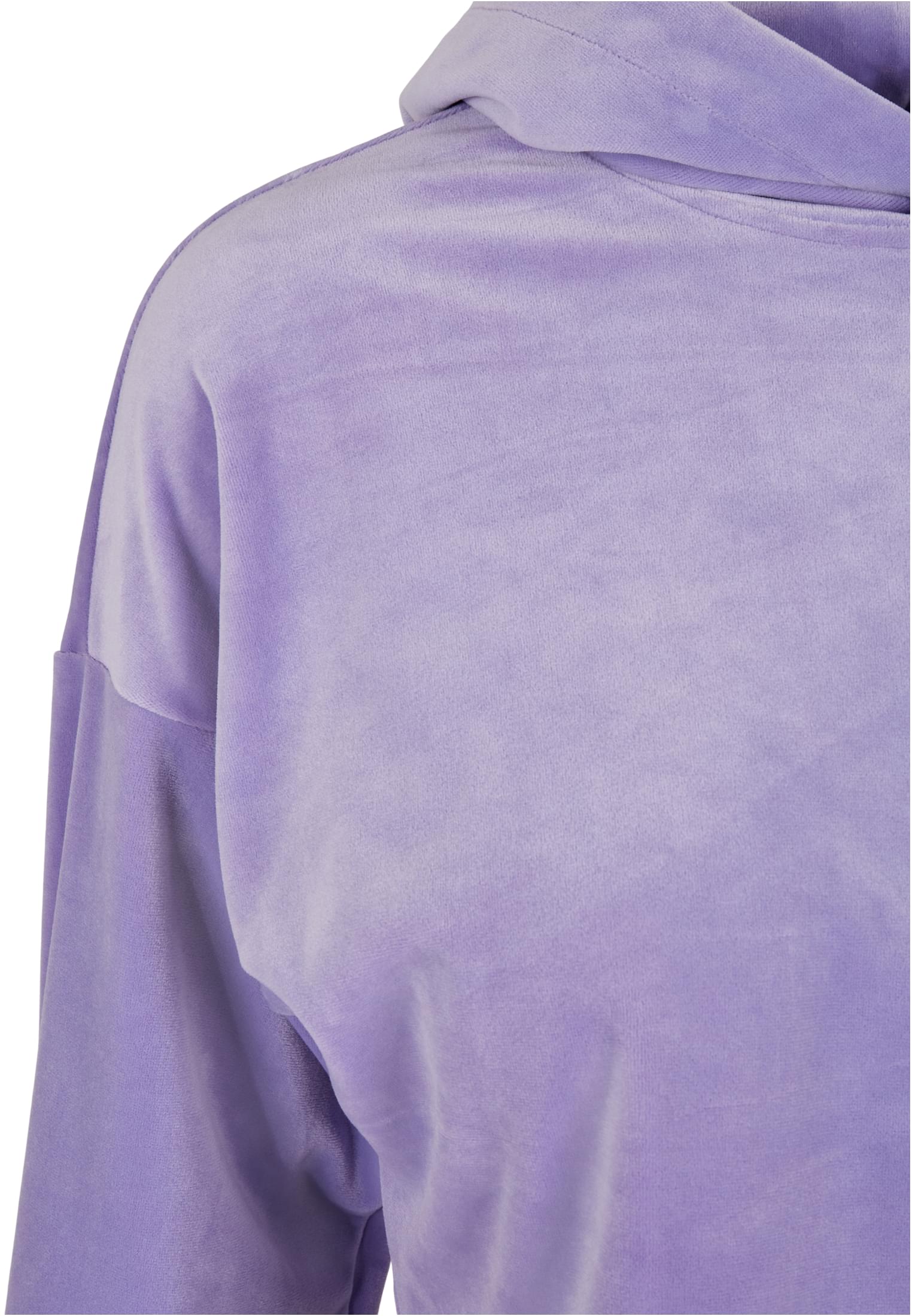 Ladies Cropped Velvet Oversized Hoody | lavender