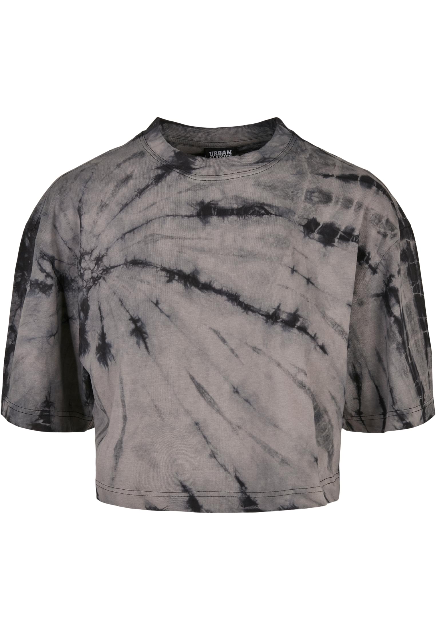 Ladies Oversized Cropped Tie Dye Tee | black/asphalt