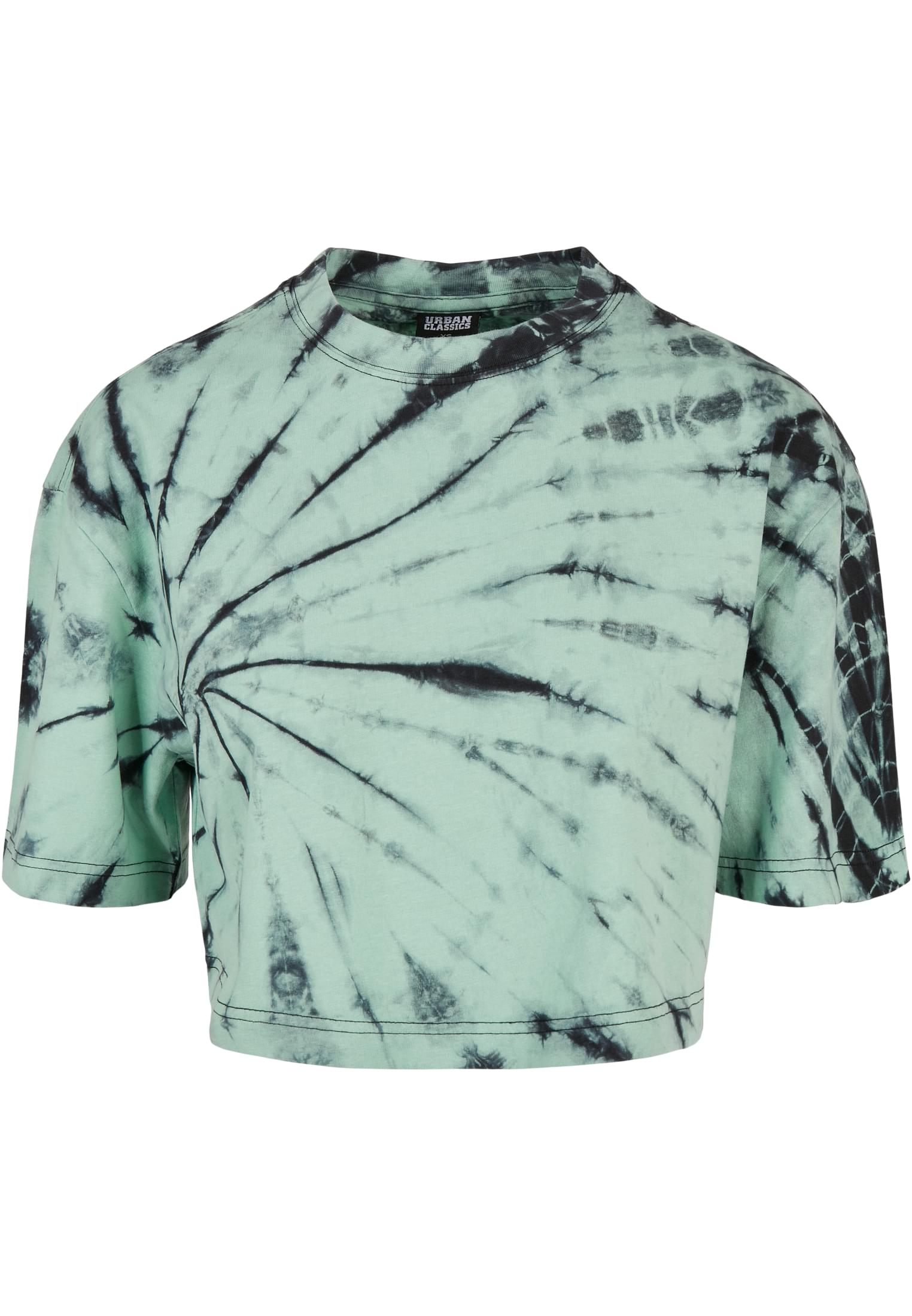 Ladies Oversized Cropped Tie Dye Tee | black/ghostgreen