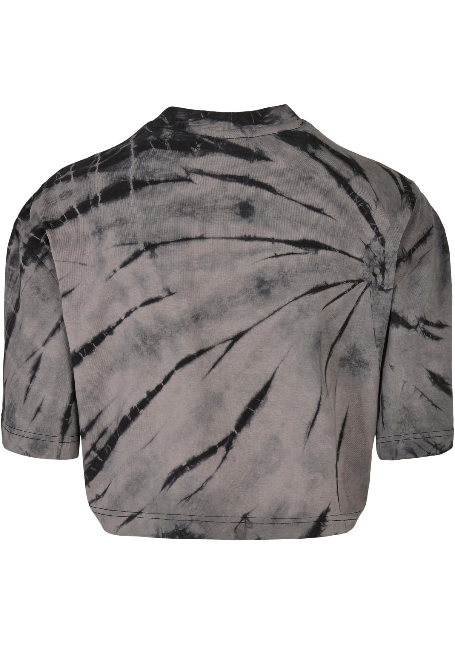 Ladies Oversized Cropped Tie Dye Tee | black/asphalt