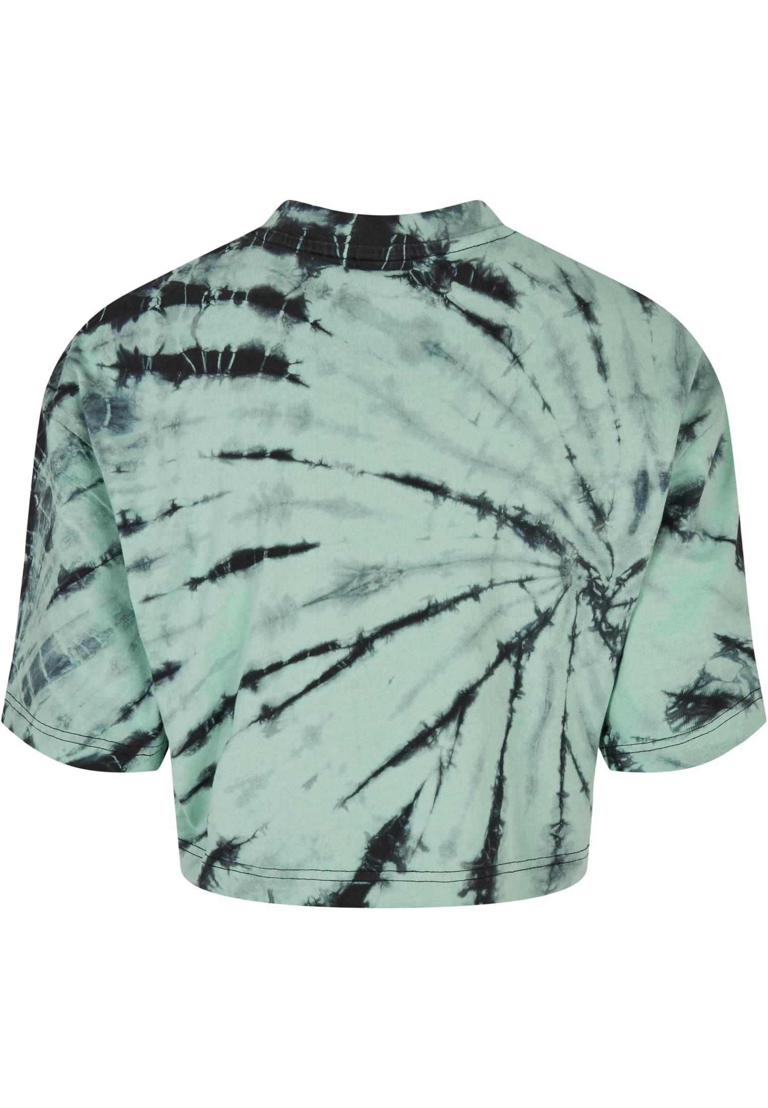 Ladies Oversized Cropped Tie Dye Tee | black/ghostgreen