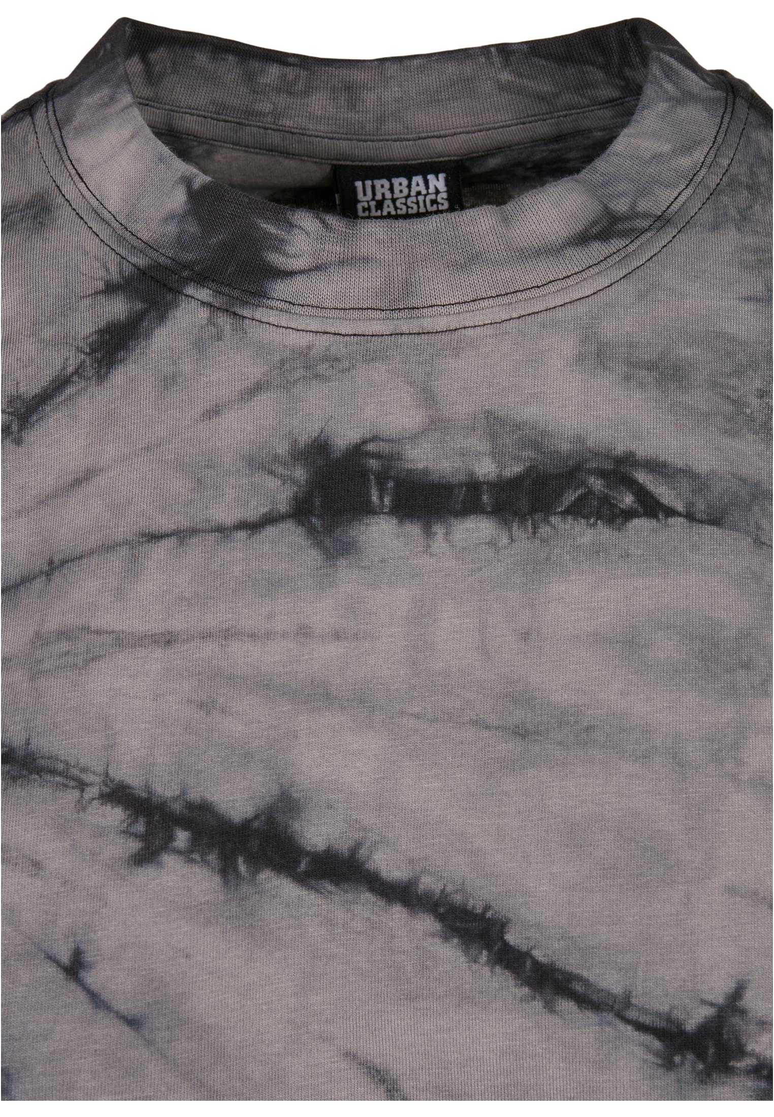 Ladies Oversized Cropped Tie Dye Tee | black/asphalt