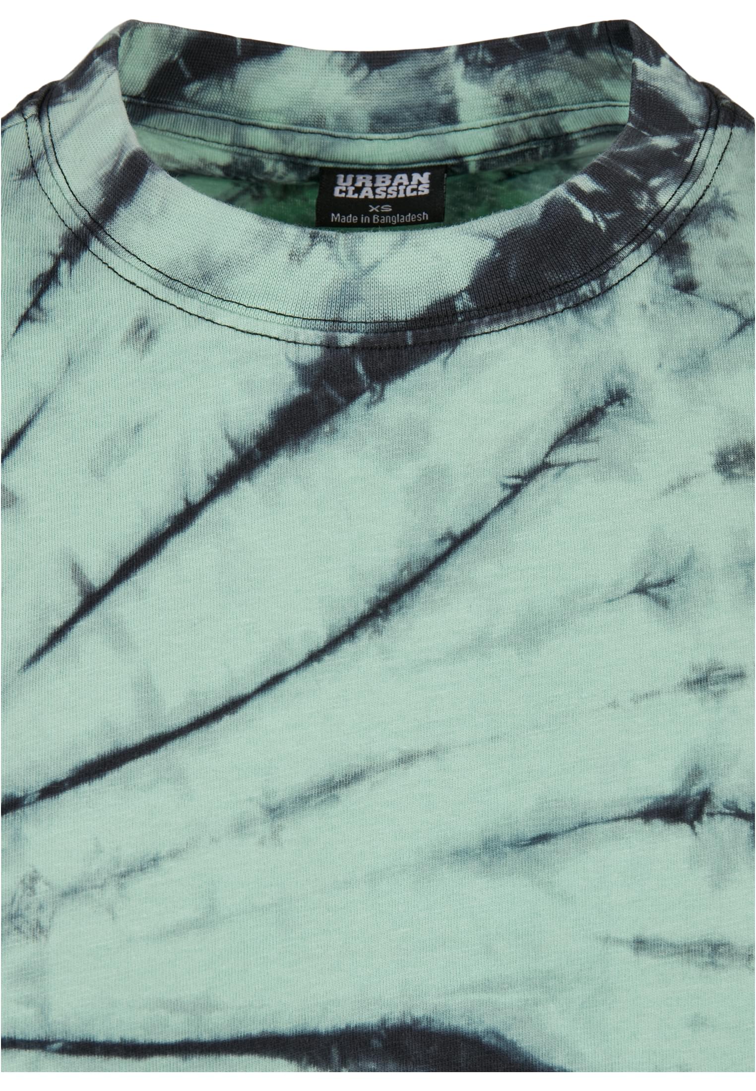 Ladies Oversized Cropped Tie Dye Tee | black/ghostgreen